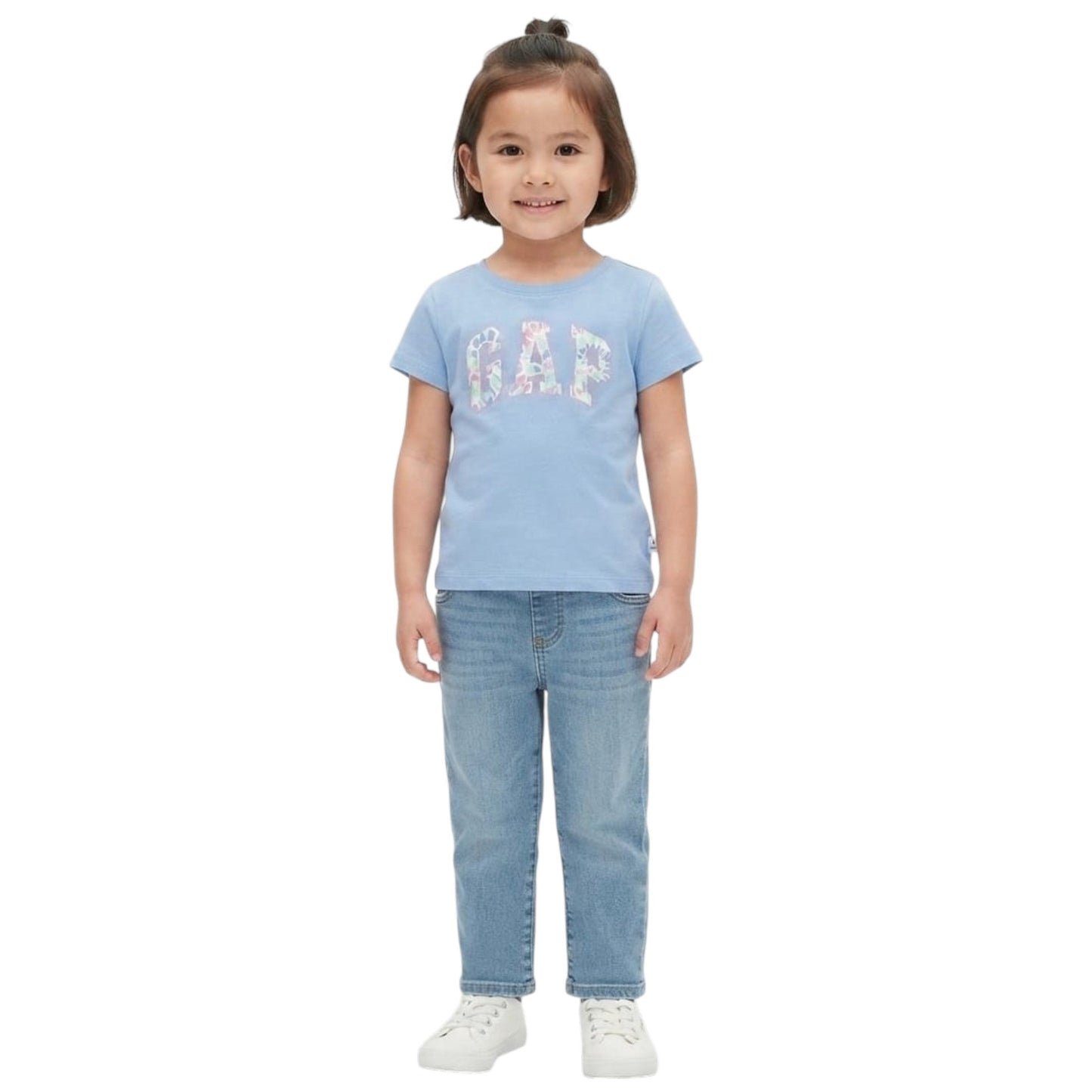 Kids Girl's Brand Logo Printed Top,Blue