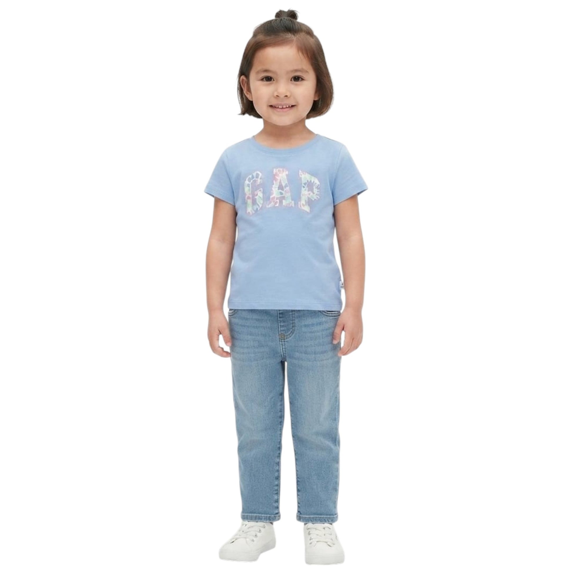 Kids Girl's Brand Logo Printed Top,Blue