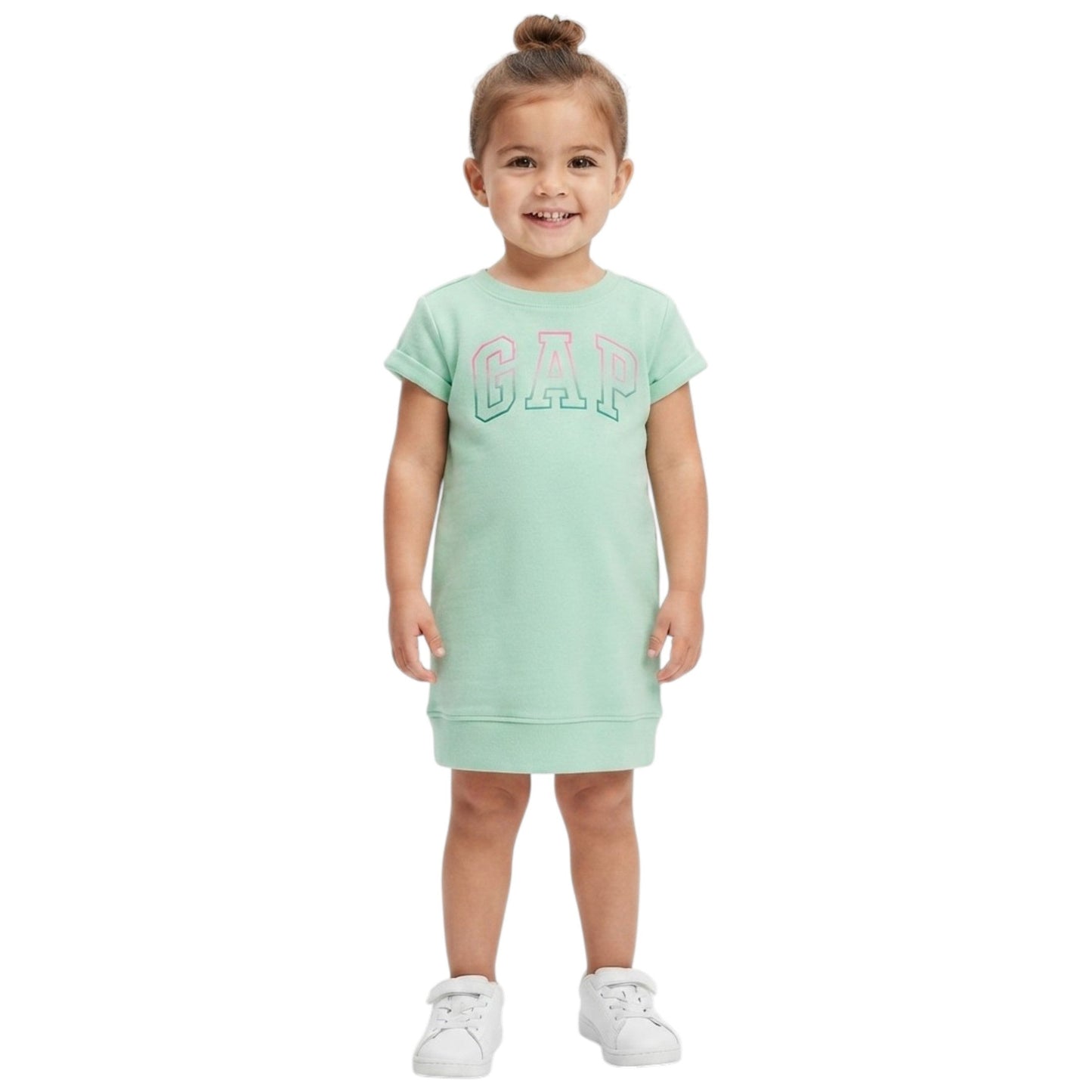 Kids Girl's Brand Logo Printed Dress,Light Mint Green