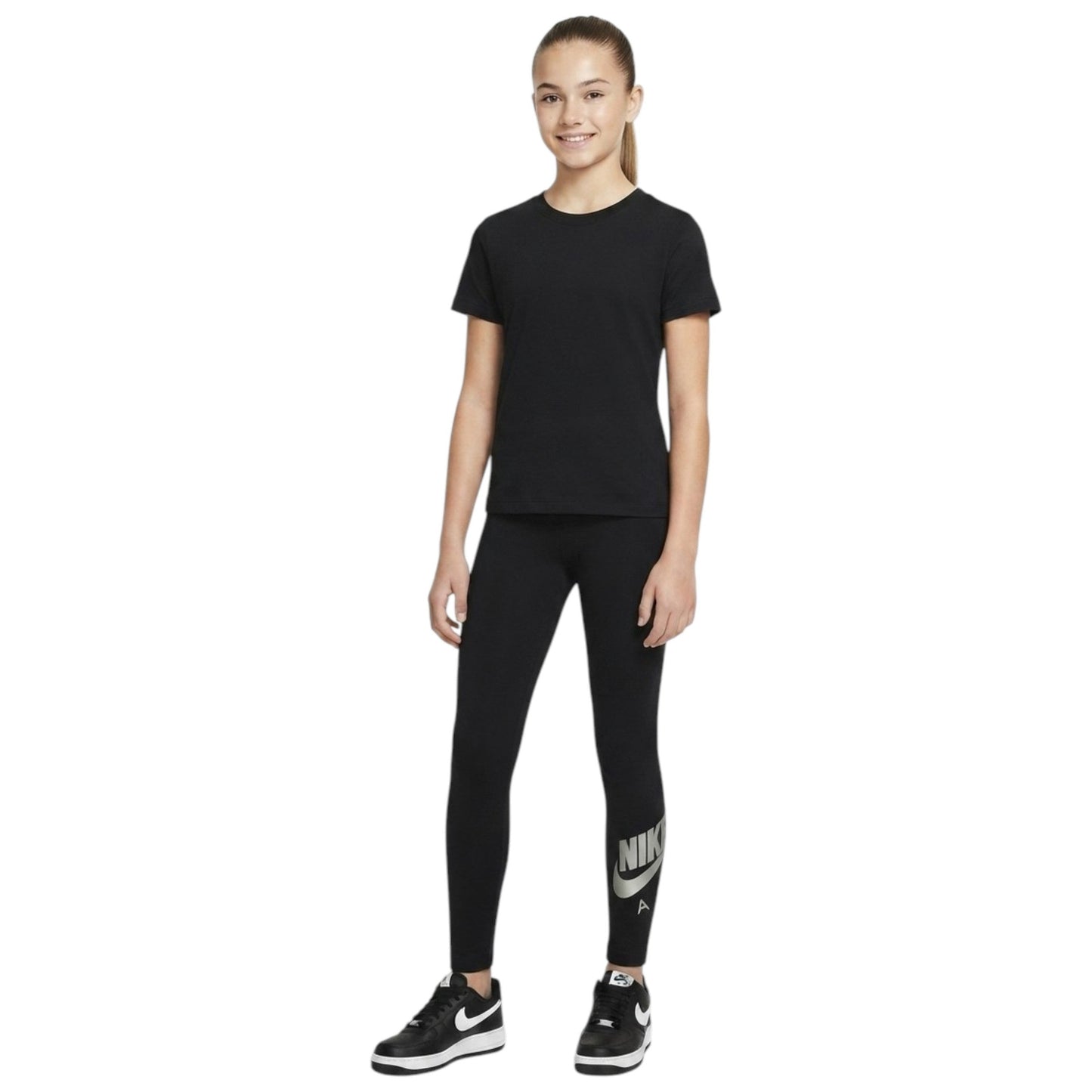 Kids Girl's Brand Logo Printed Legging,Black