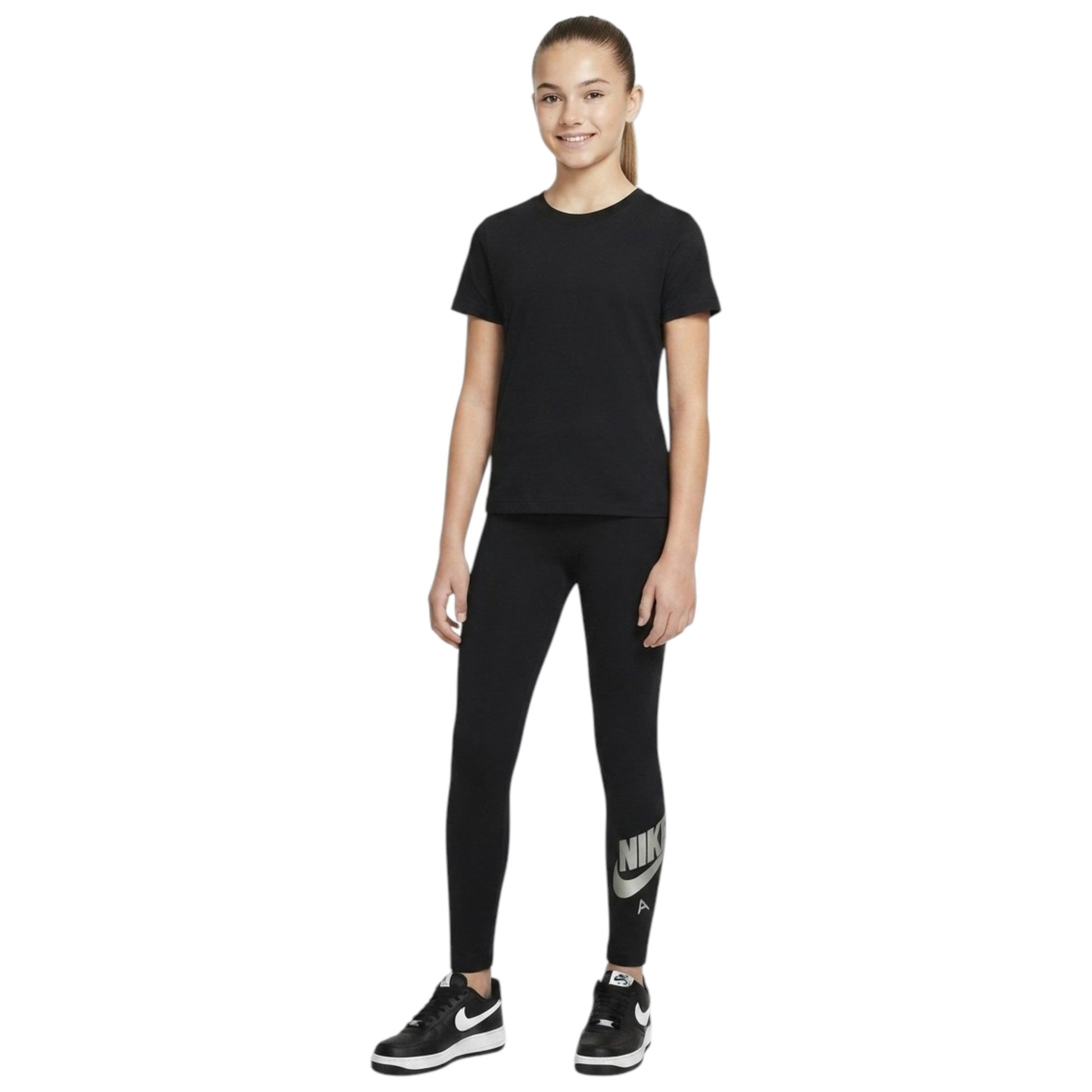 Kids Girl's Brand Logo Printed Legging,Black