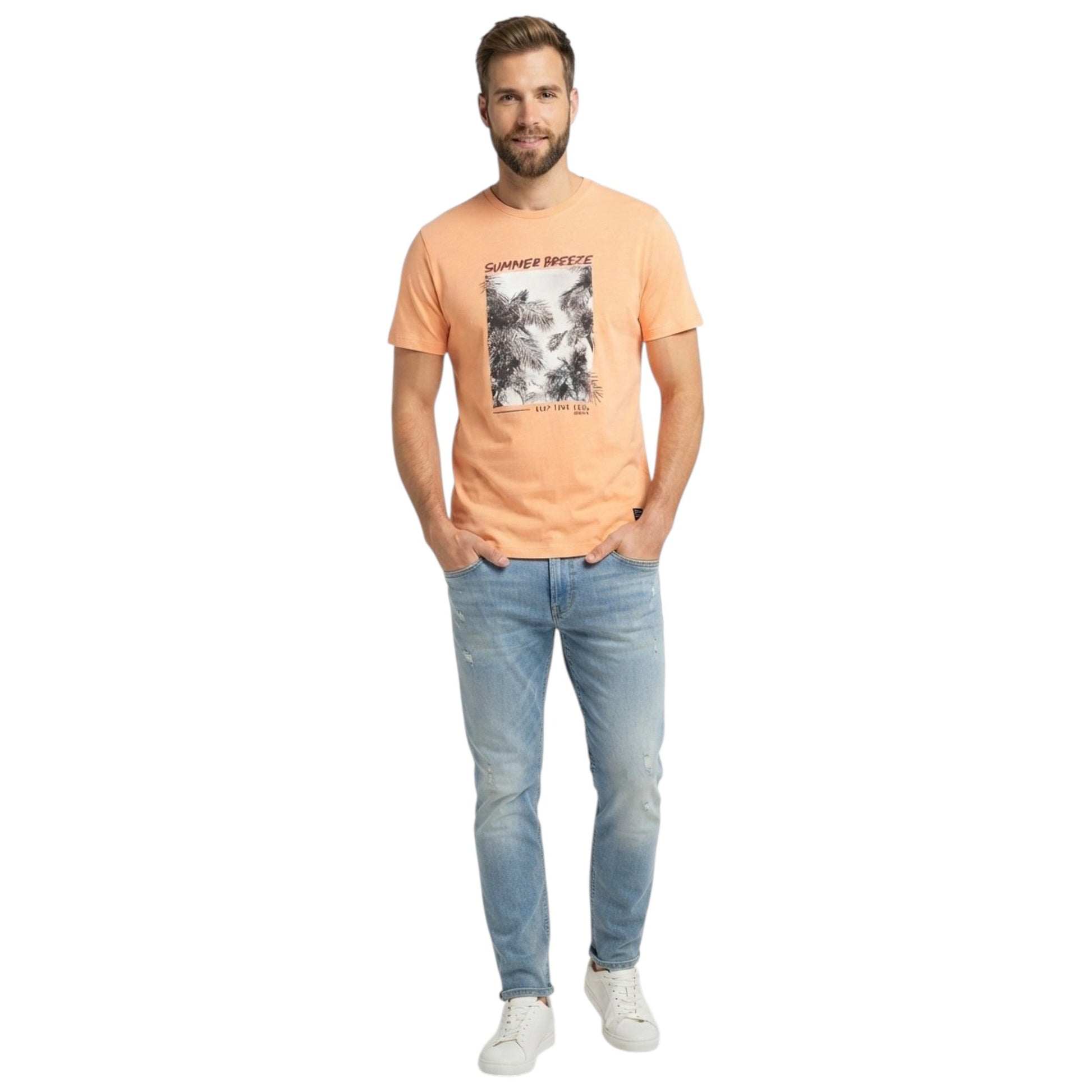 Men's Printed Top,Coral