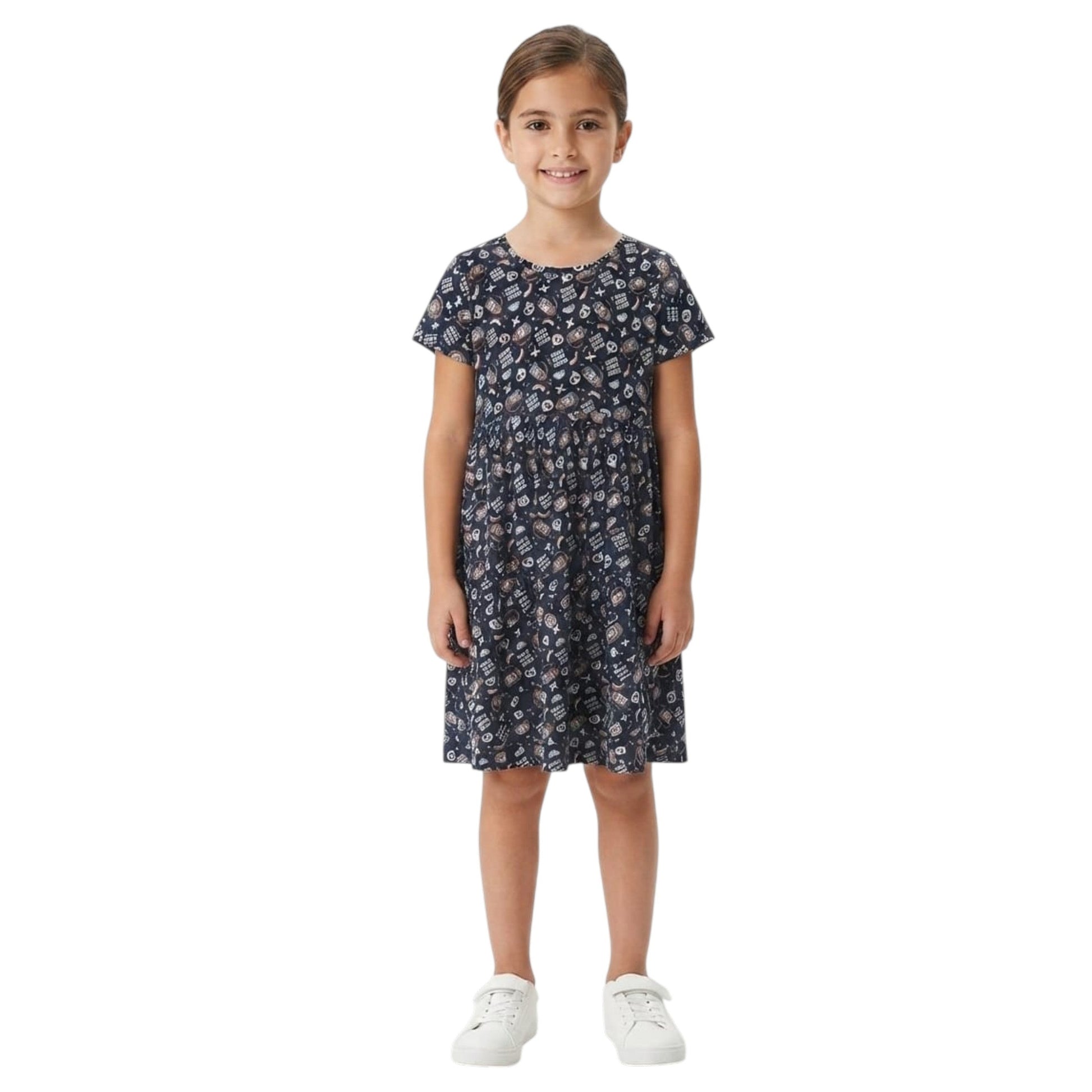 Kids Girl's Printed Dresss,Navy