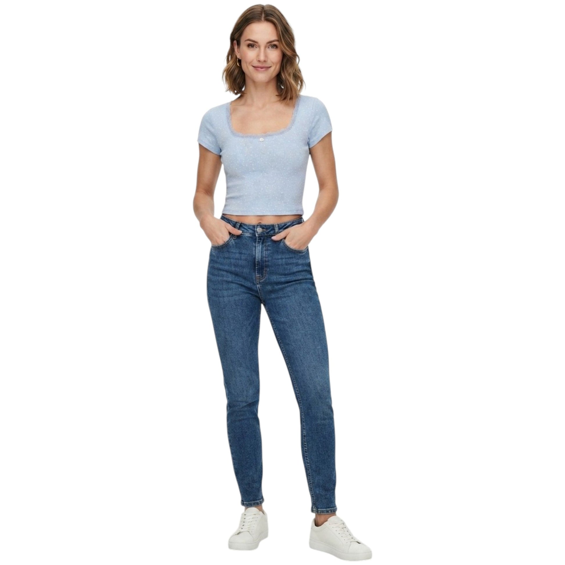 Women's Floral Printed Crop Top,Light Blue