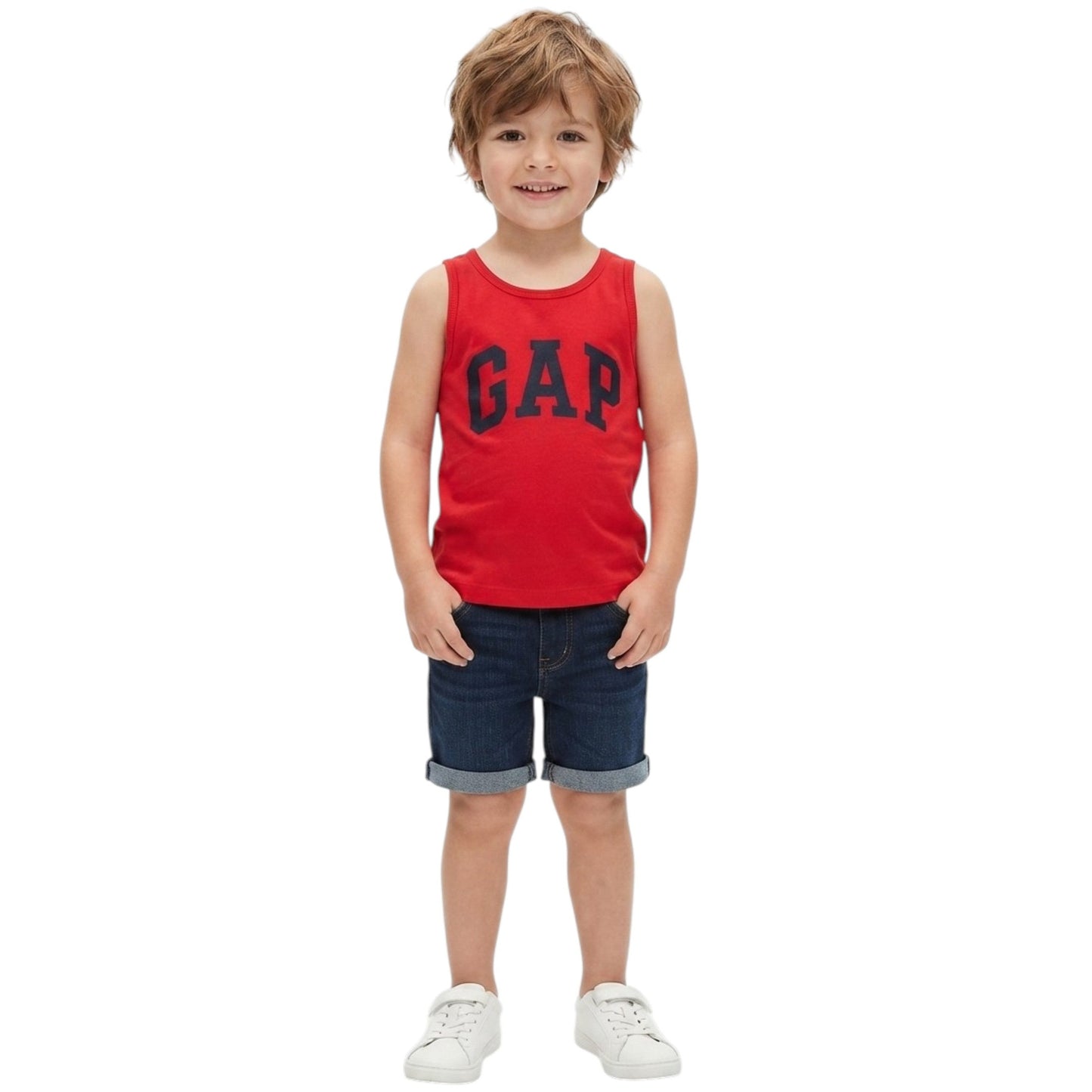 Kids Boy's Brand Logo Printed Top,Red