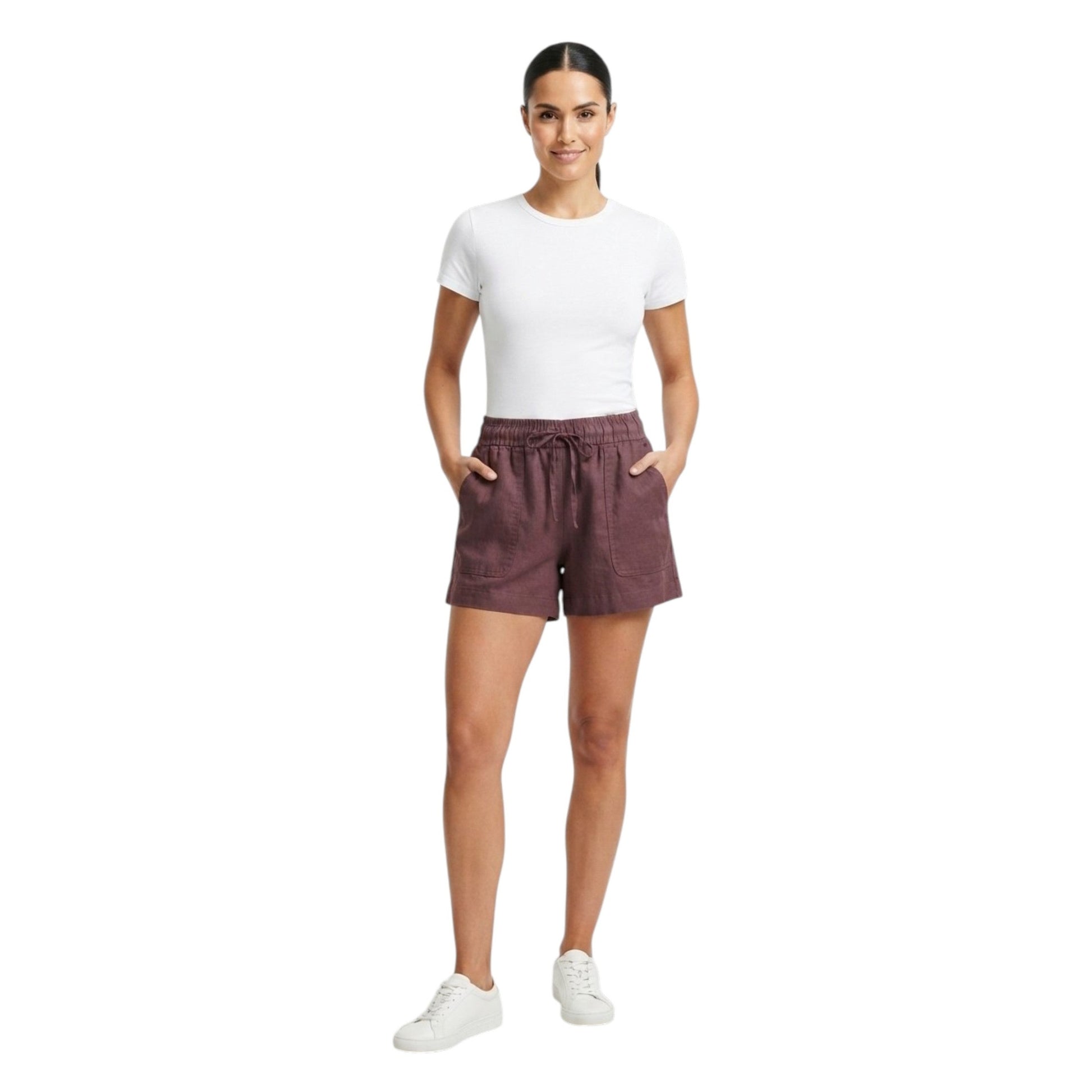 Women's Plain Solid Short,Burgandy