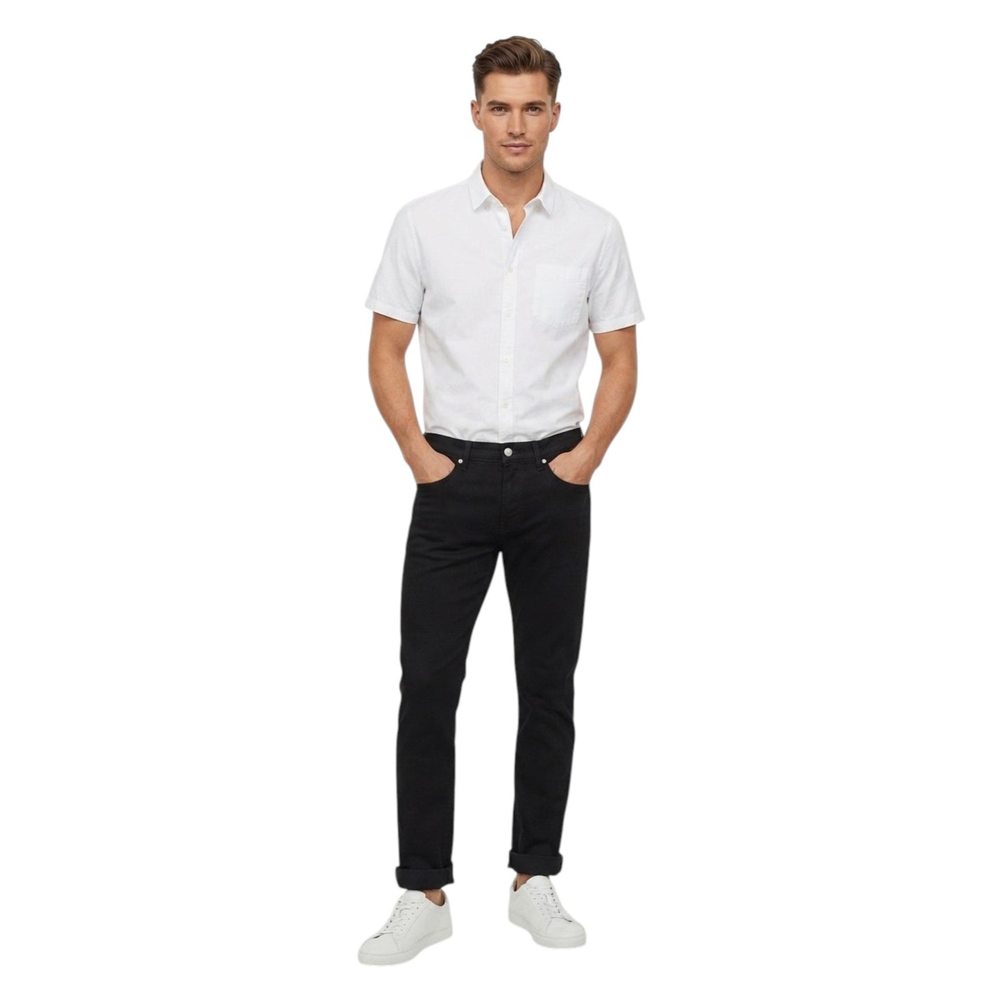 Men's Plain Solid Jeans,Black