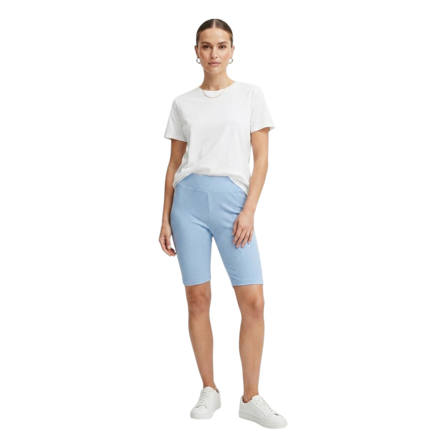 Women's Ribbed Sport Short Legging,Light Blue