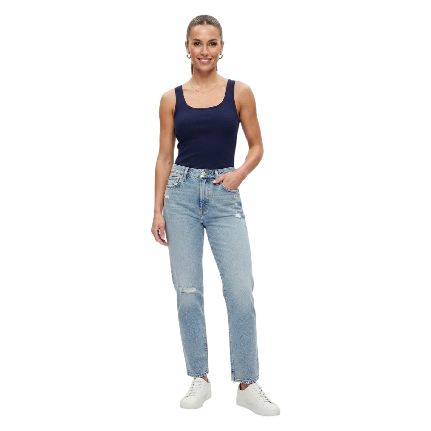 Women's Ribbed Top,Navy
