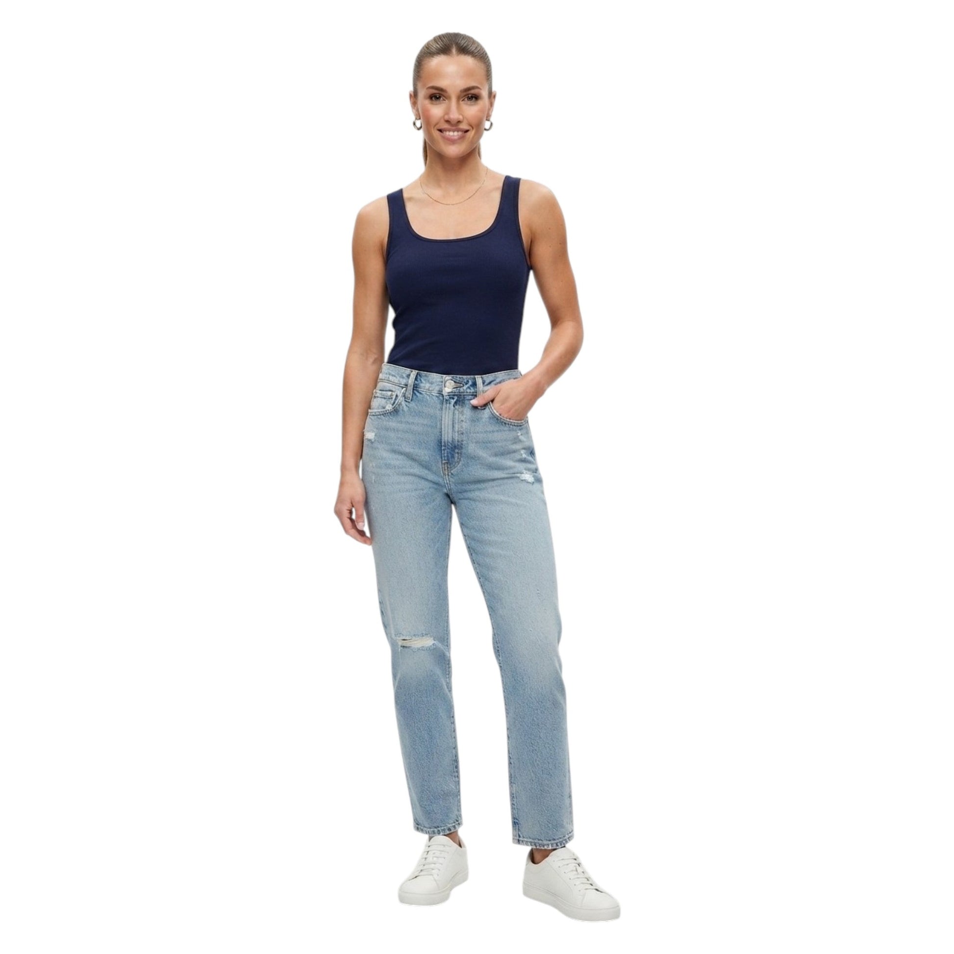 Women's Ribbed Top,Navy