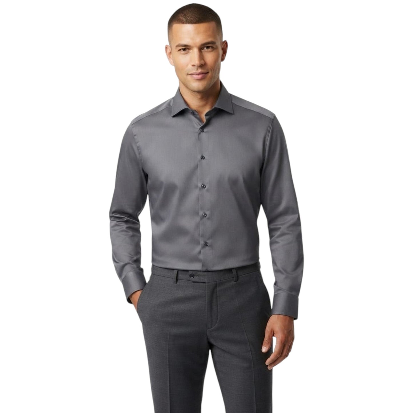 Men's Plain Dress Shirt,Grey
