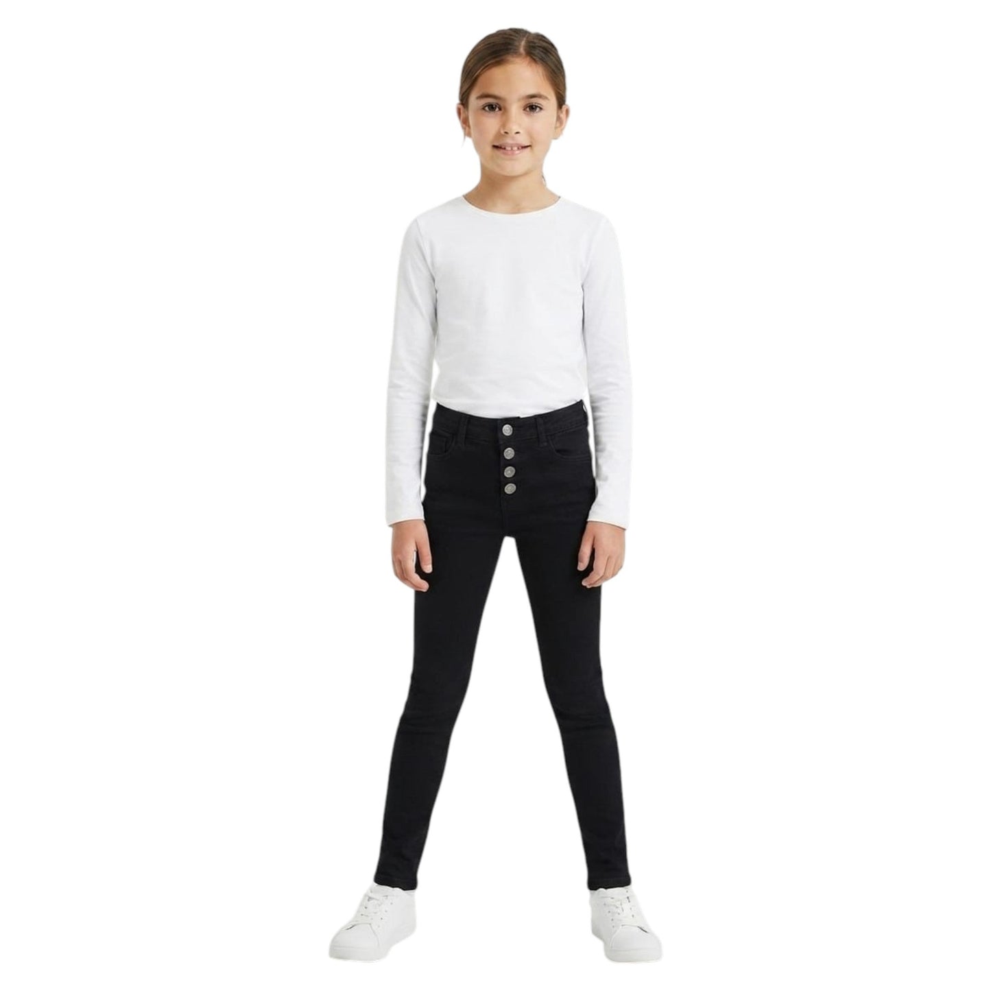 Kids Girl's Plain Jeans,Black