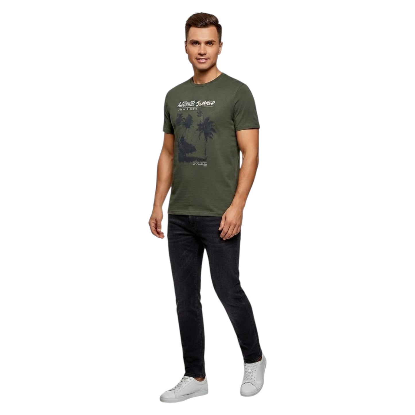 Men's Printed Top,Olive