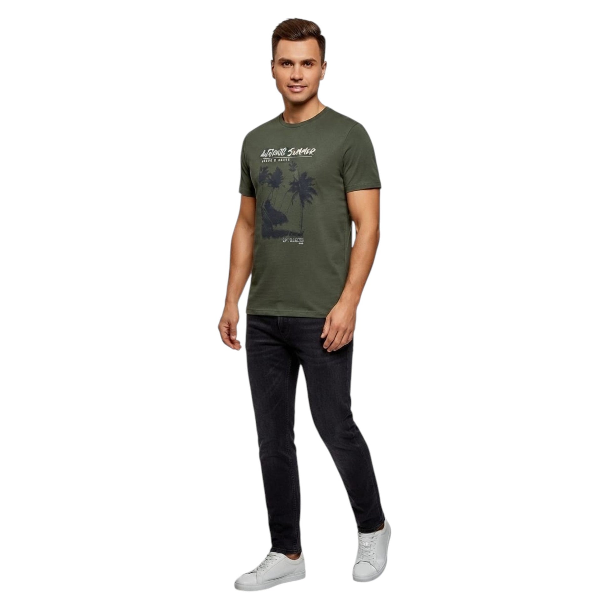Men's Printed Top,Olive