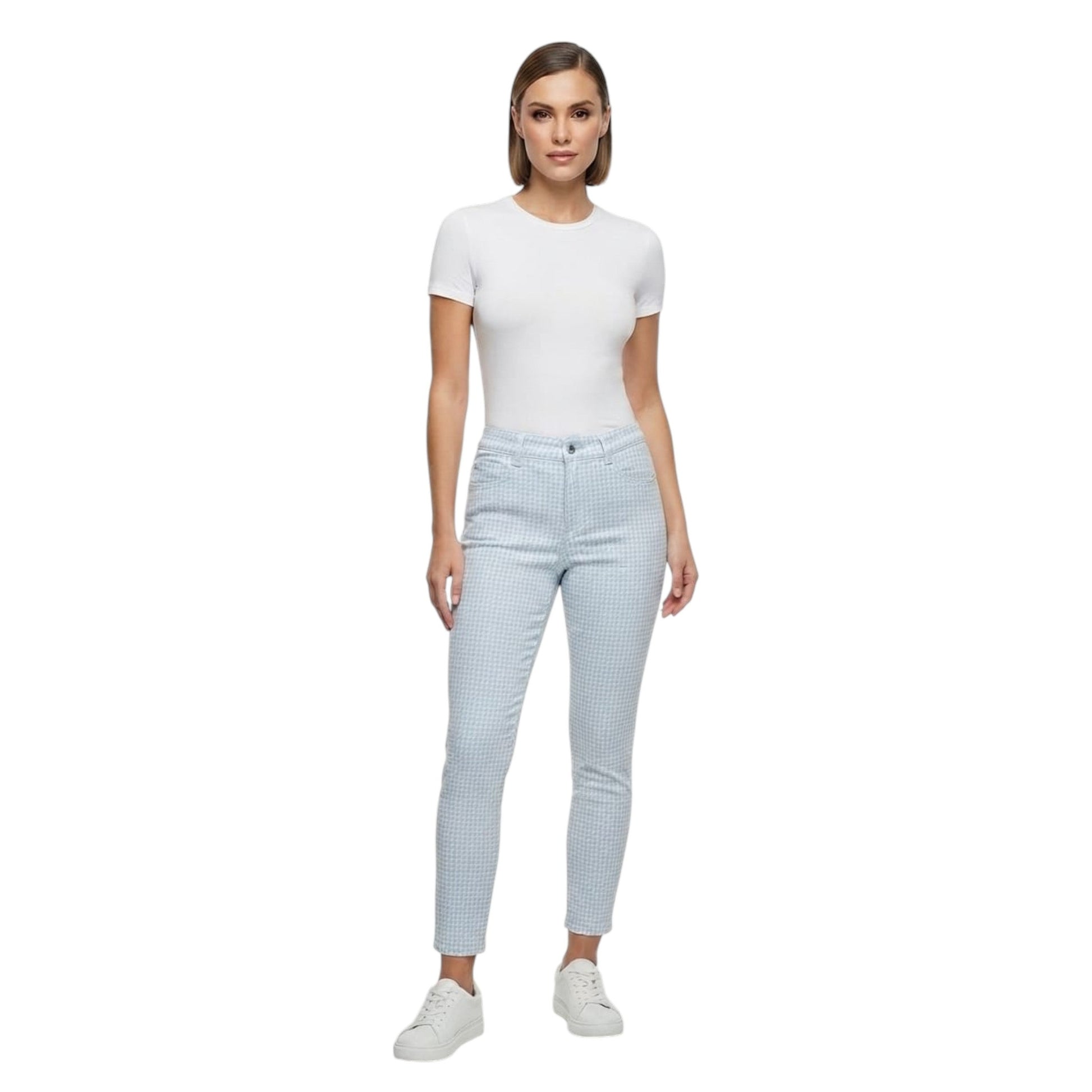 Women's Printed Pants,White/Blue