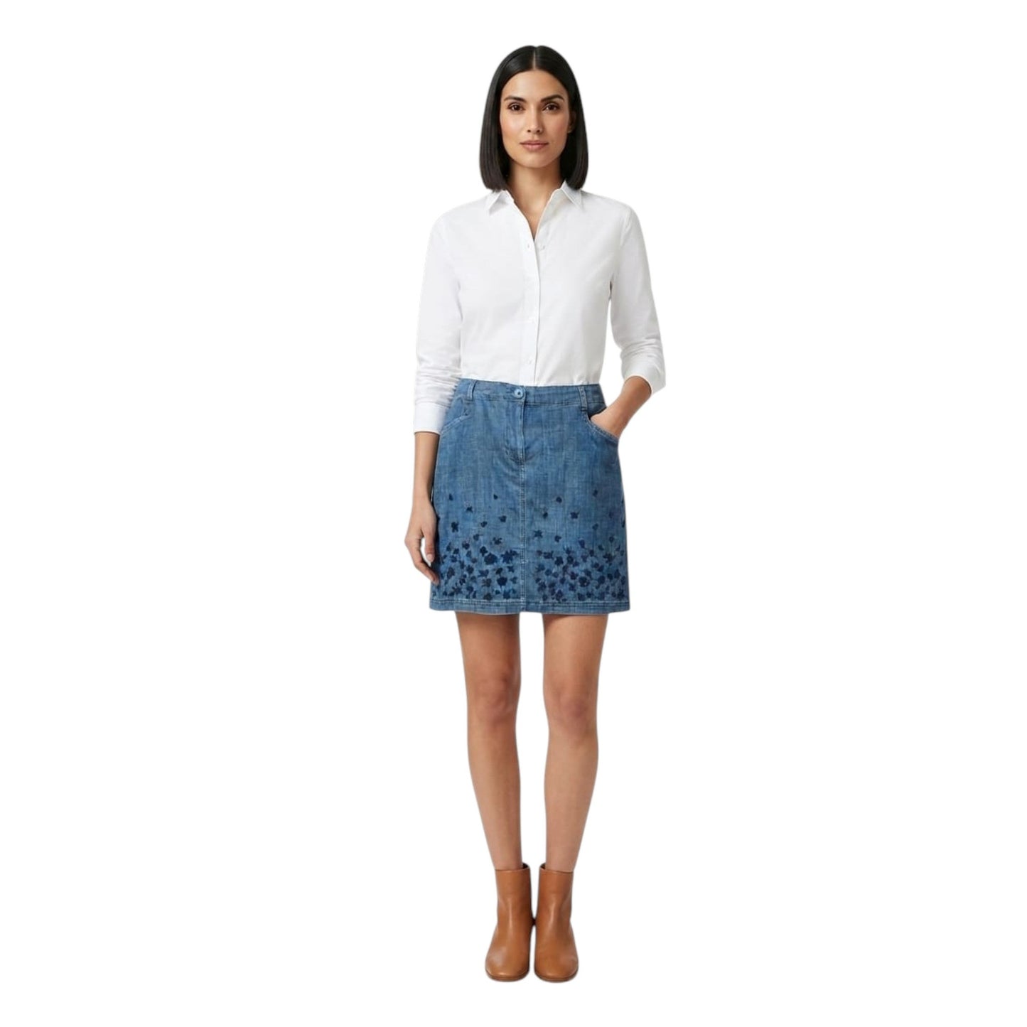 Women's Embroidered Skirt And Short,Navy