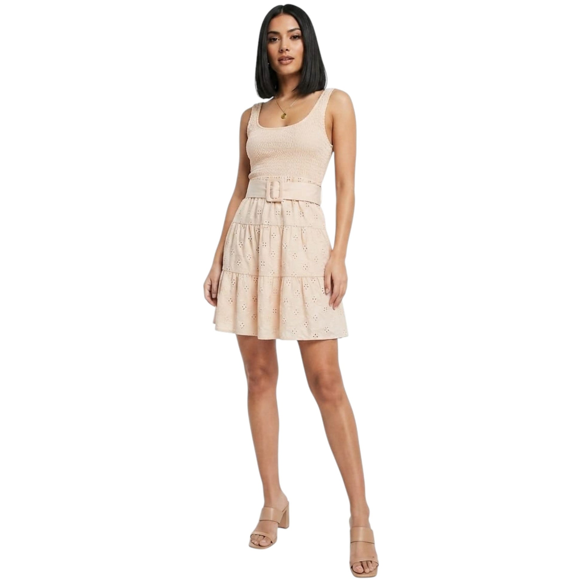 Women's Ribbed Dress,Beige