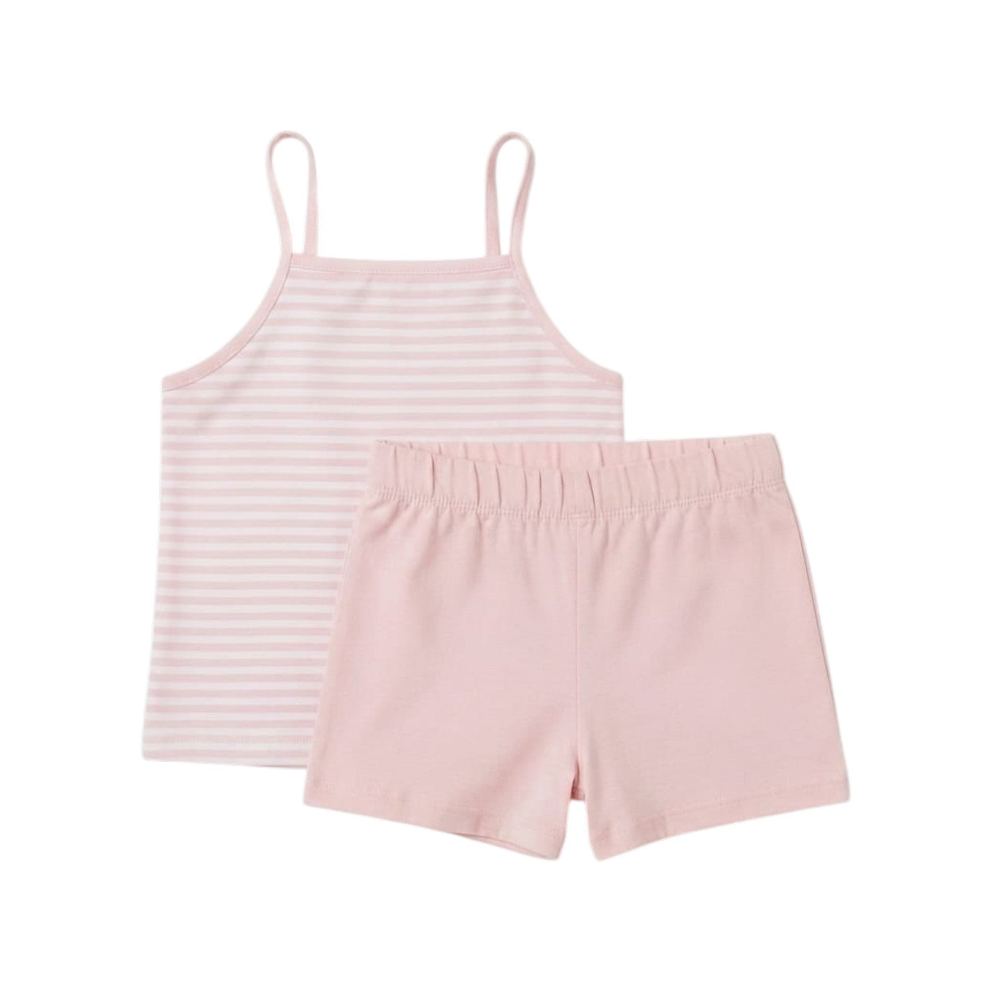 Kids Girl's Striped Sleepwear Set Top & Short,Pink