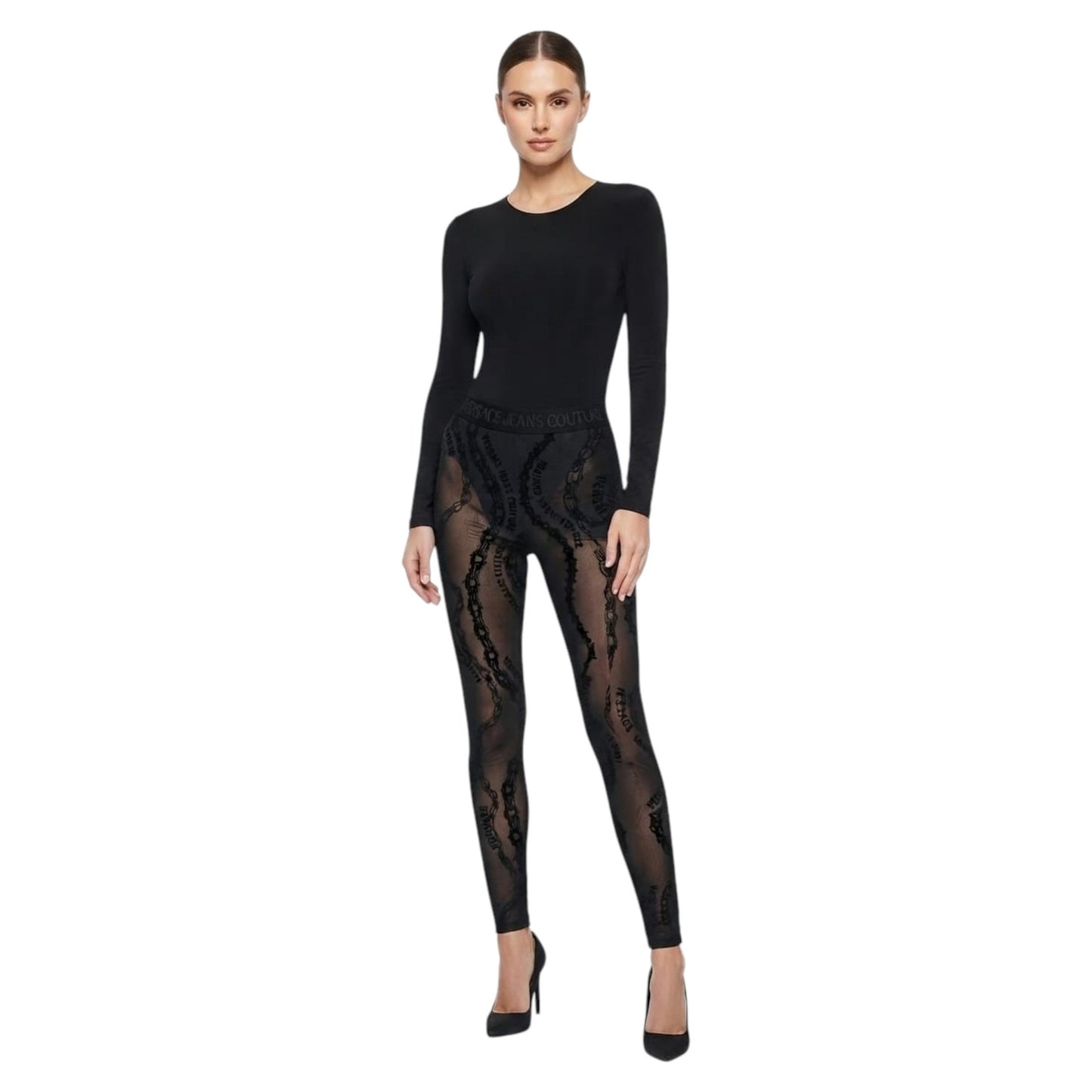 Women's Printed Sheer Pant,Black