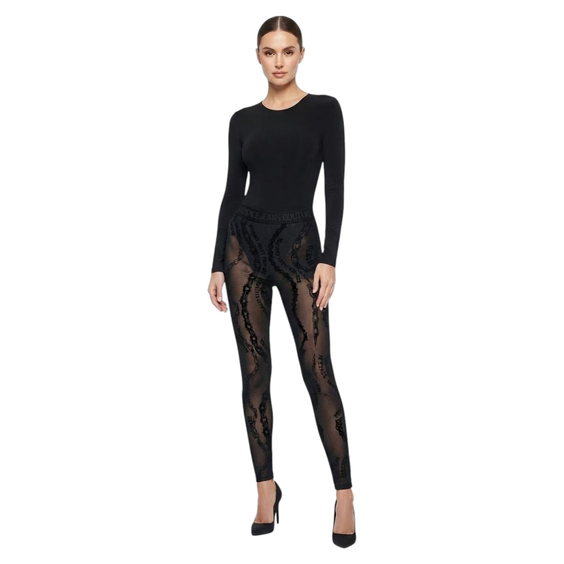 Women's Printed Sheer Pant,Black