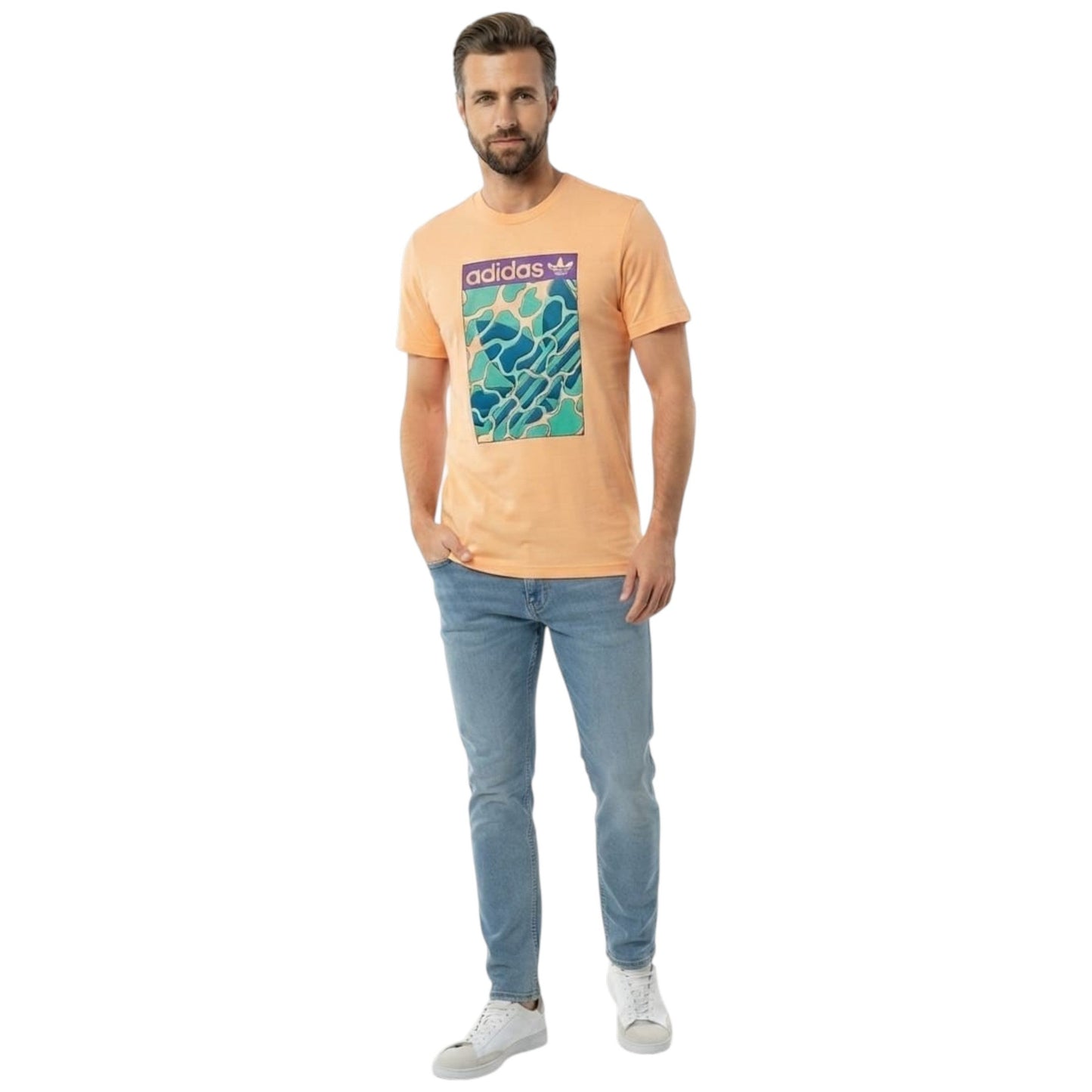 Men's Brand Logo Printed Top,Light Orange