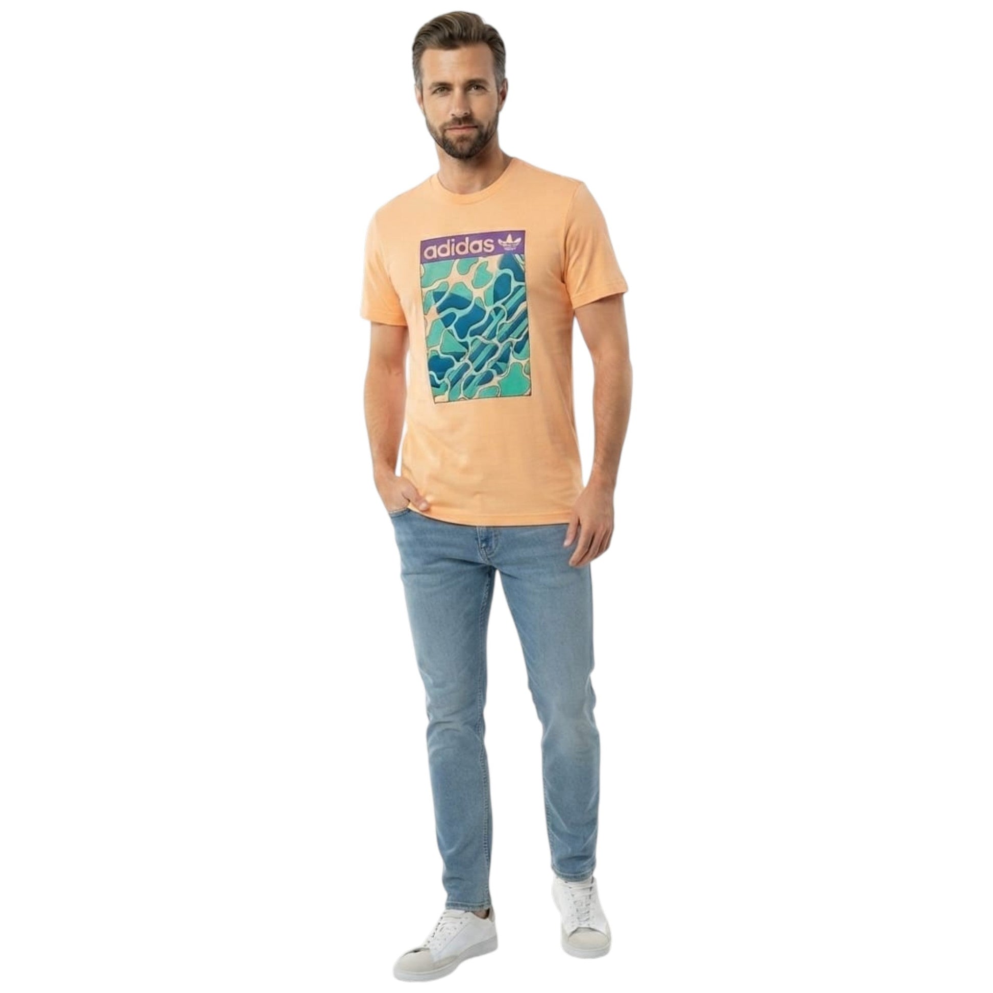 Men's Brand Logo Printed Top,Light Orange