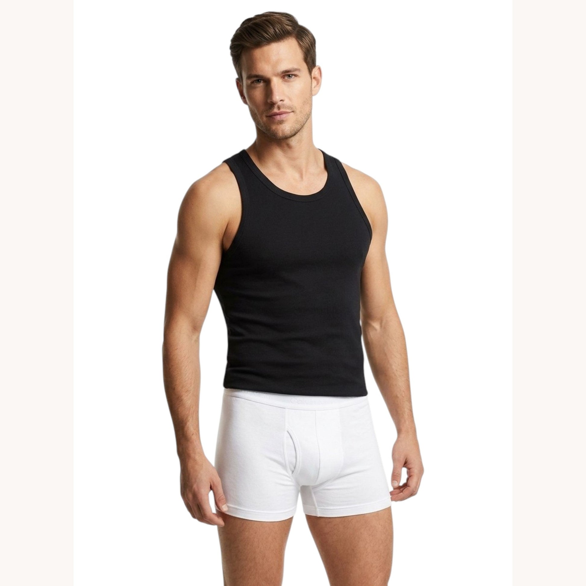 Men's Ribbed Tank Top,Black
