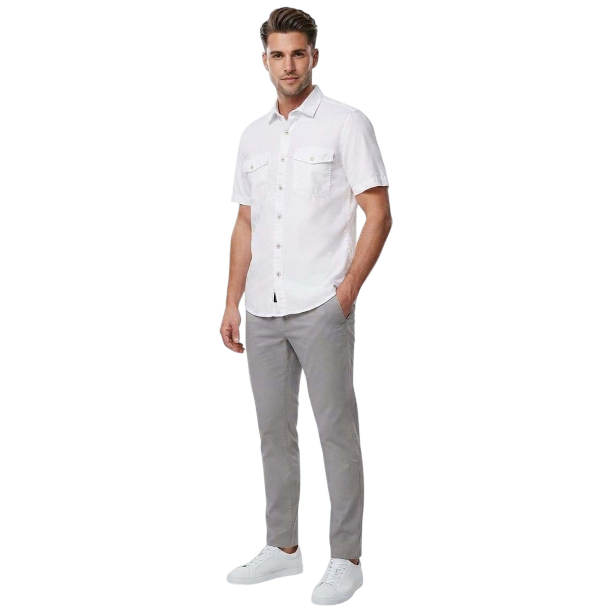 Men's Plain Solid Dress Shirt,White