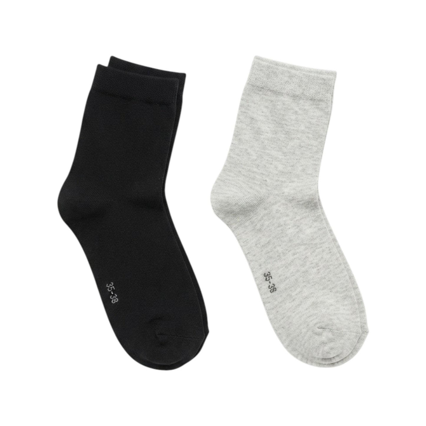 Women's Plain Socks Set 2Pieces,Black/Grey