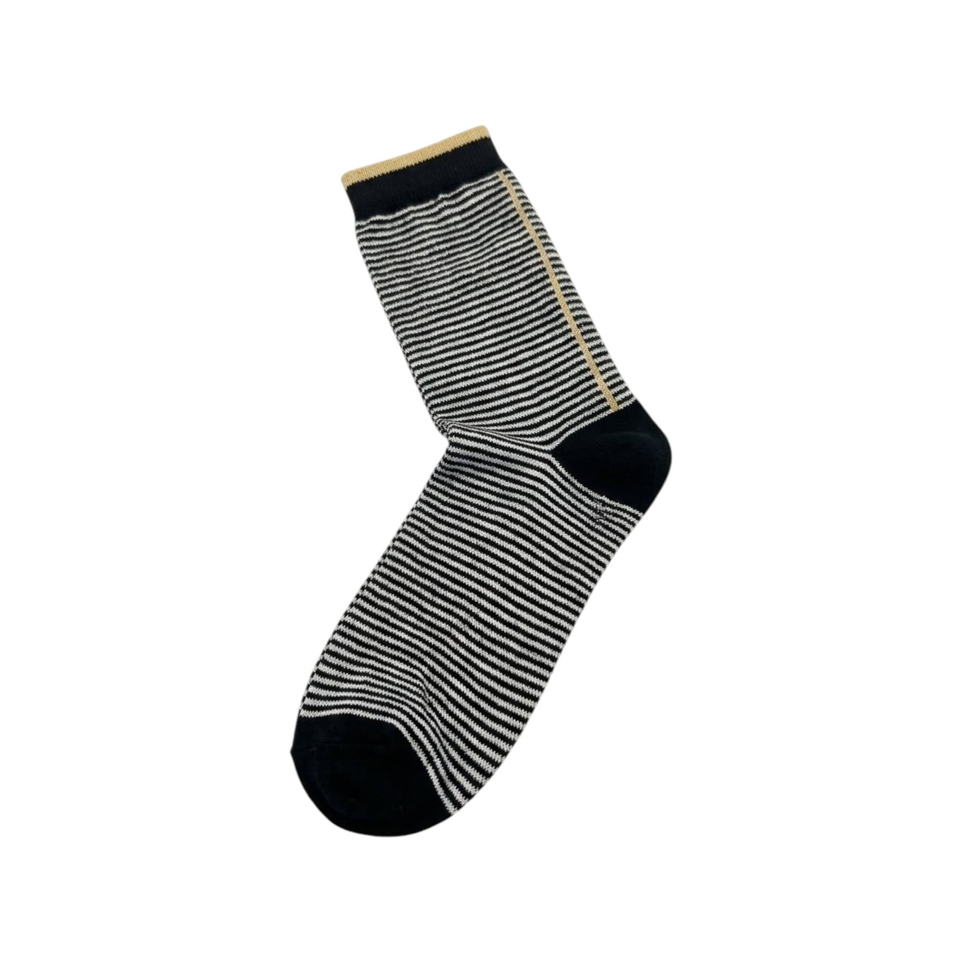 Women's Striped Glitter Socks,Black/Gold