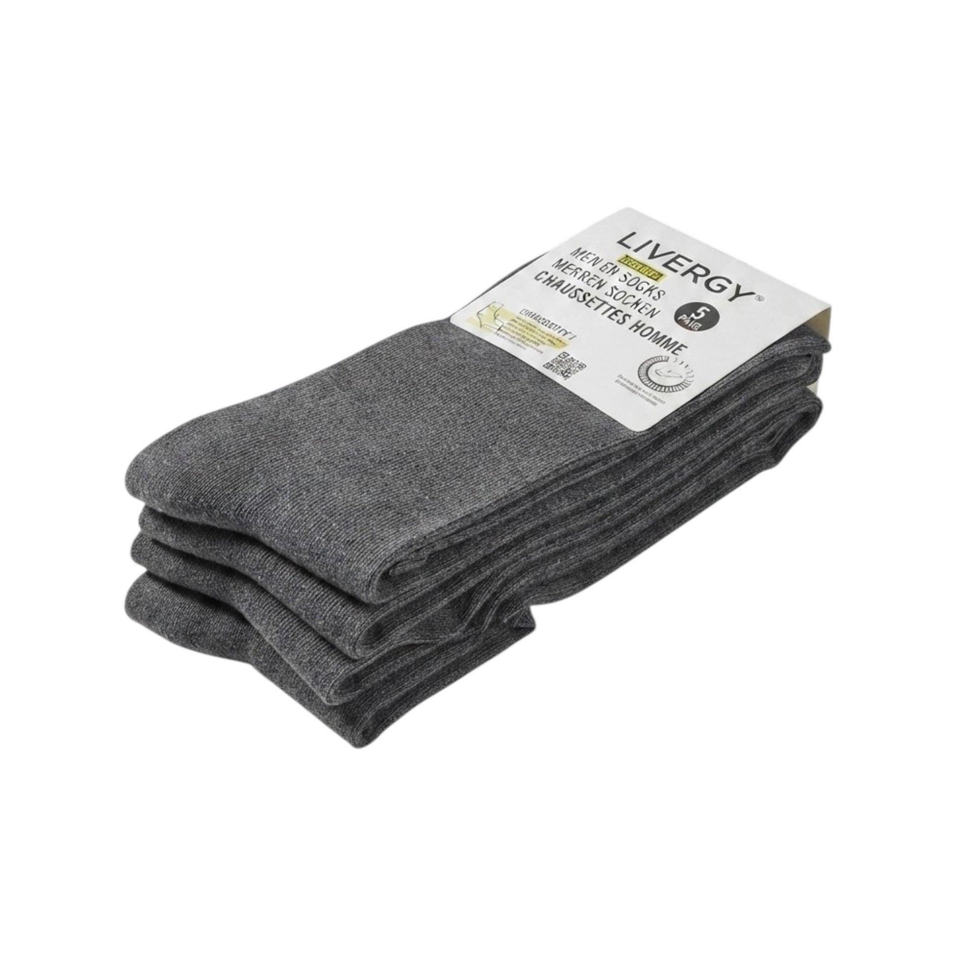 Men's Plain Solid Socks Long Thin Set 5Pieces,Dark Grey