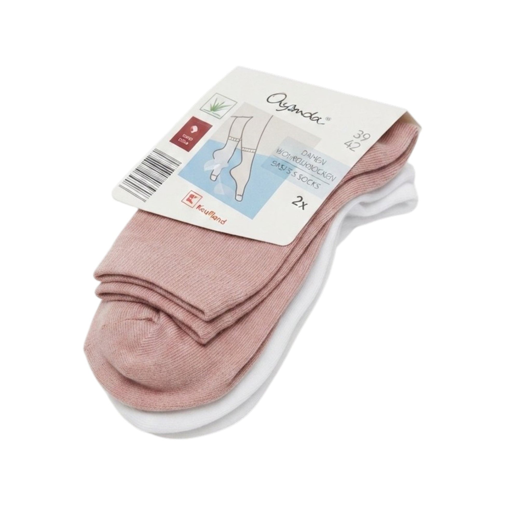 Women's Plain Solid Socks Set 2Pieces,White/Pink