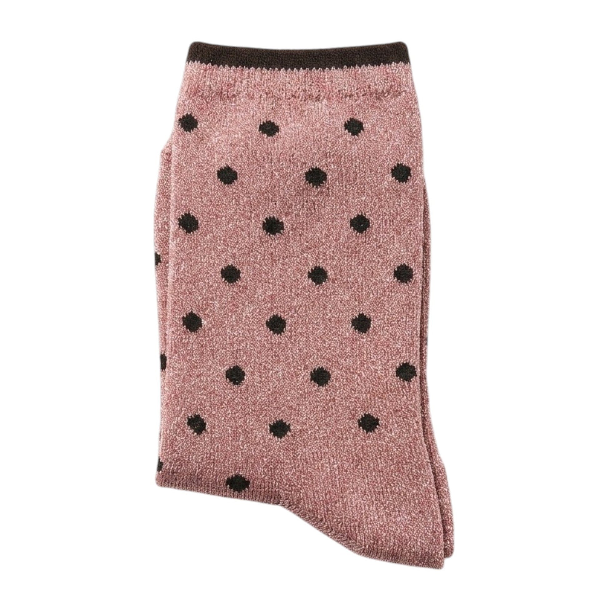Women's Knitted Glitter Socks,Pink/Black