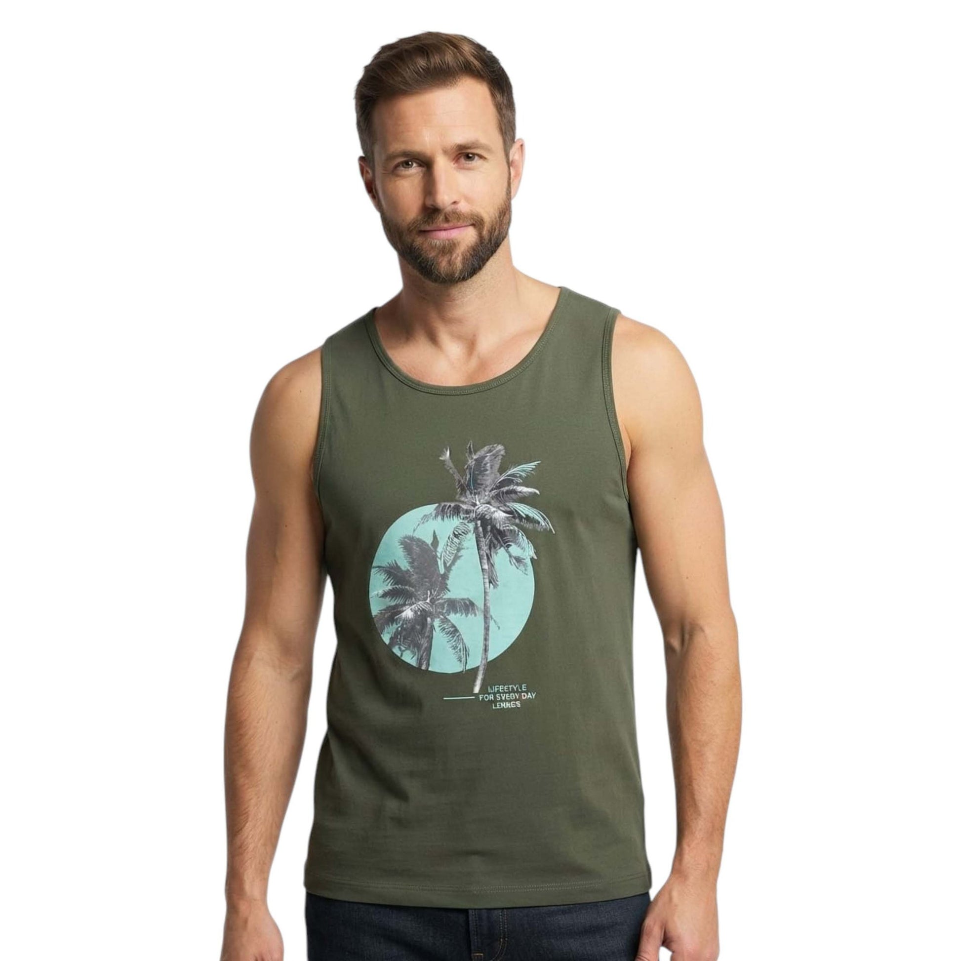 Men's Printed Top,Olive