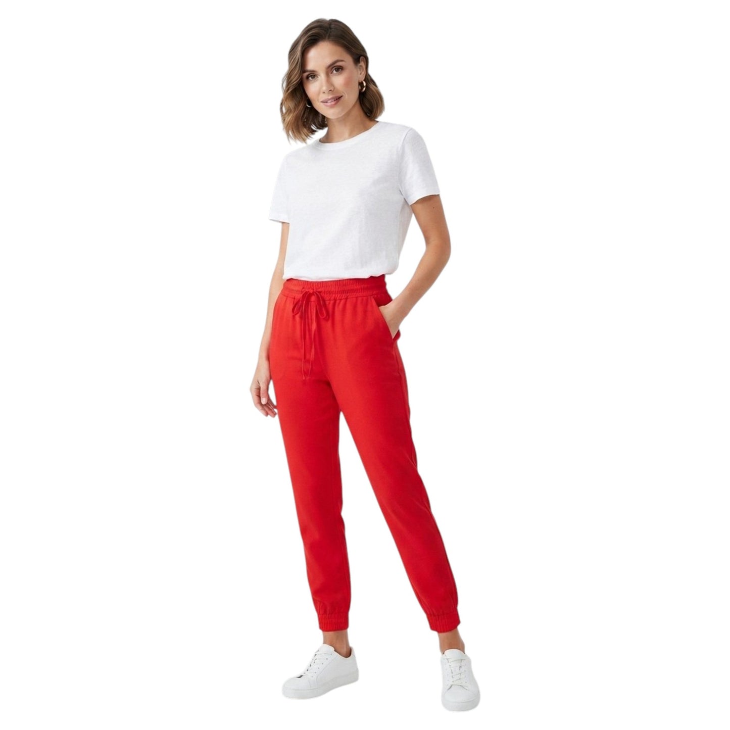 Women's Plain Solid Pant,Red