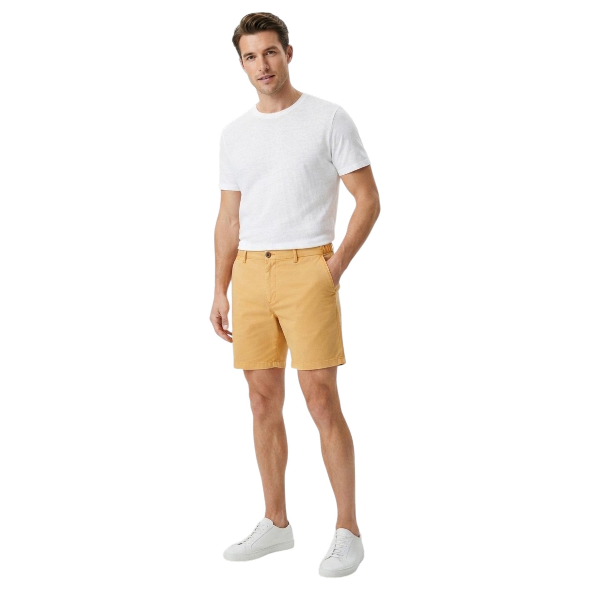 Men's Plain Solid Short,Light Mustard