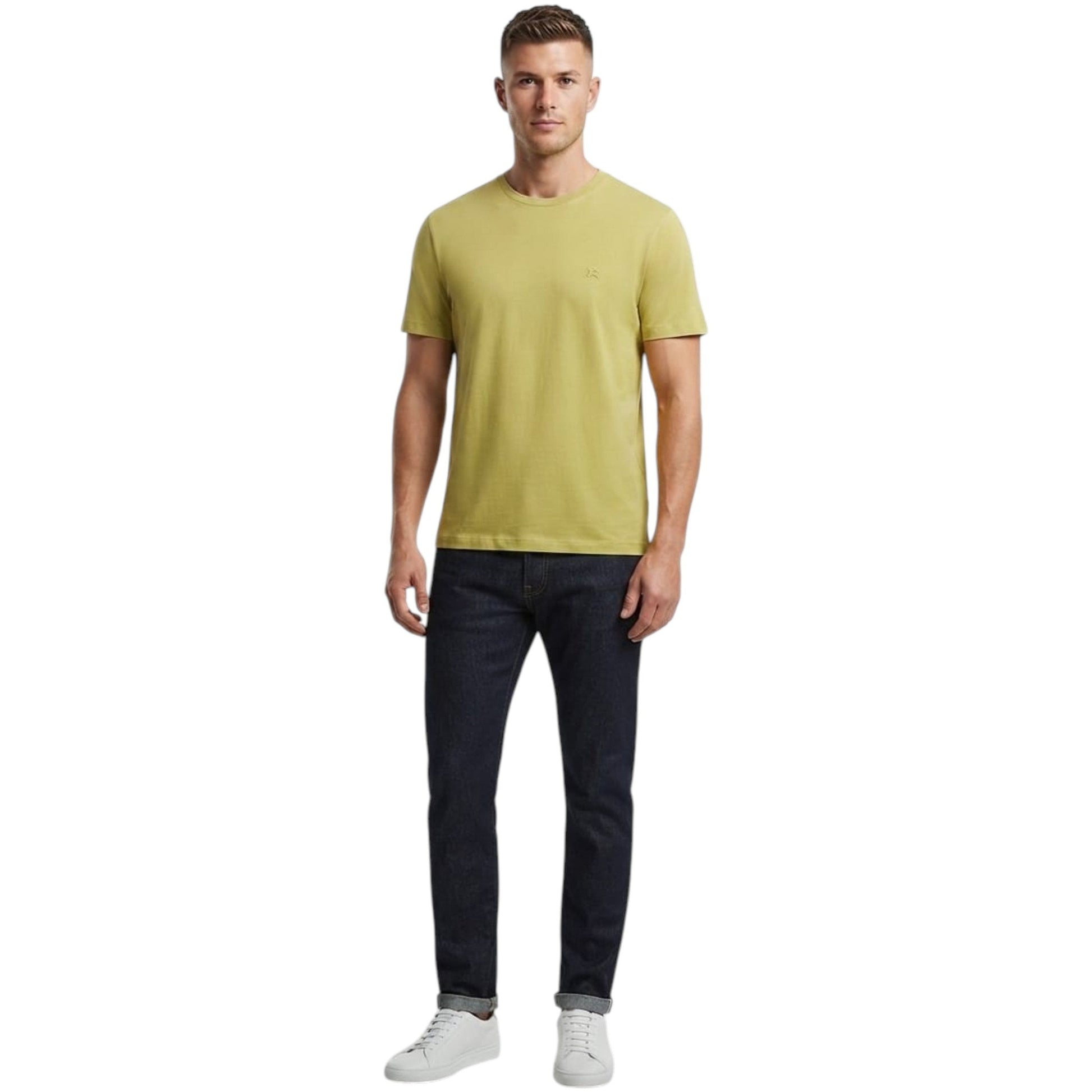 Men's Plain Solid Top,Light Olive