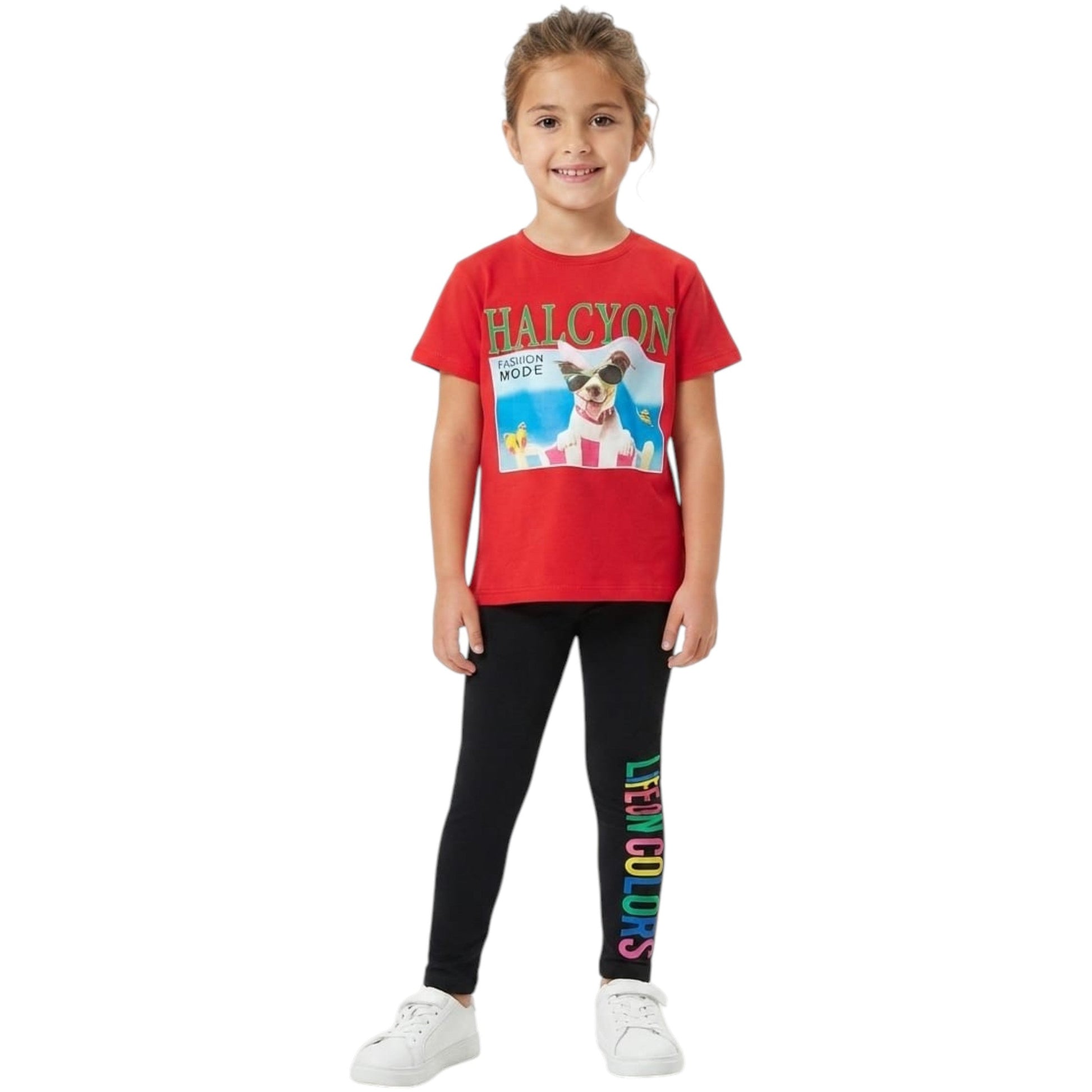 Kids Girl's Printed Set Top & Pant,Red/Black