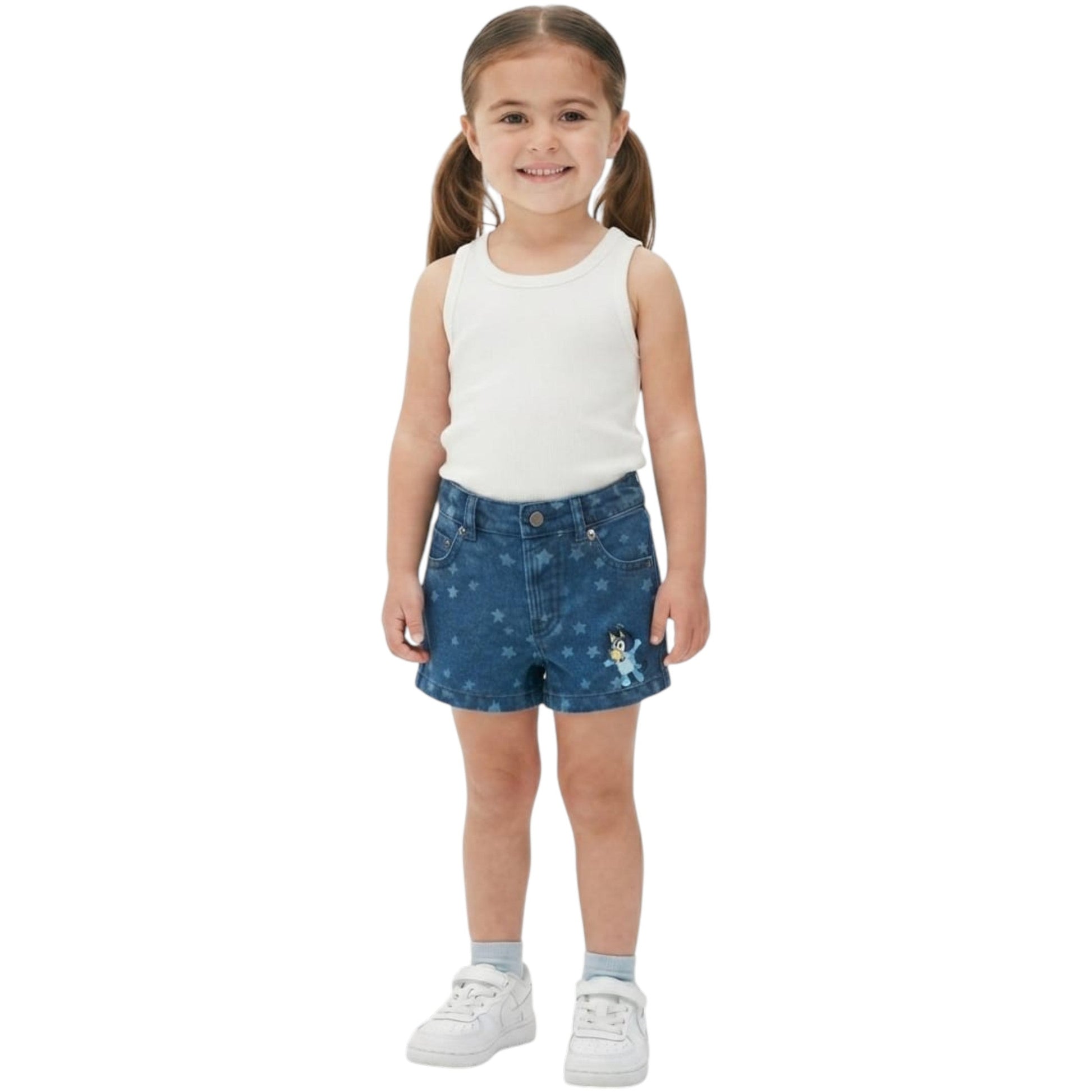 Kids Girl's Printed Jeans Short,Navy