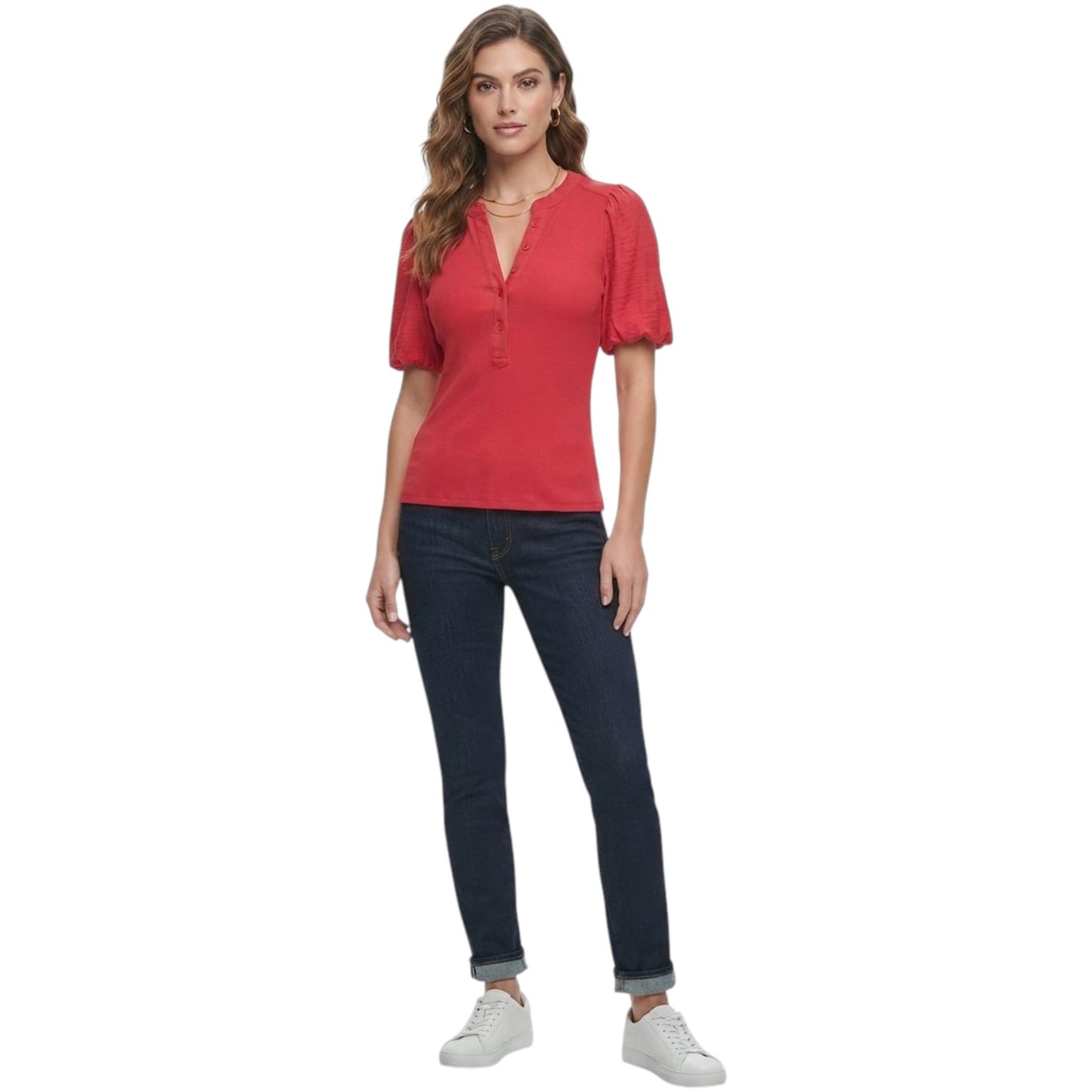 Women's Ribbed Top,Red