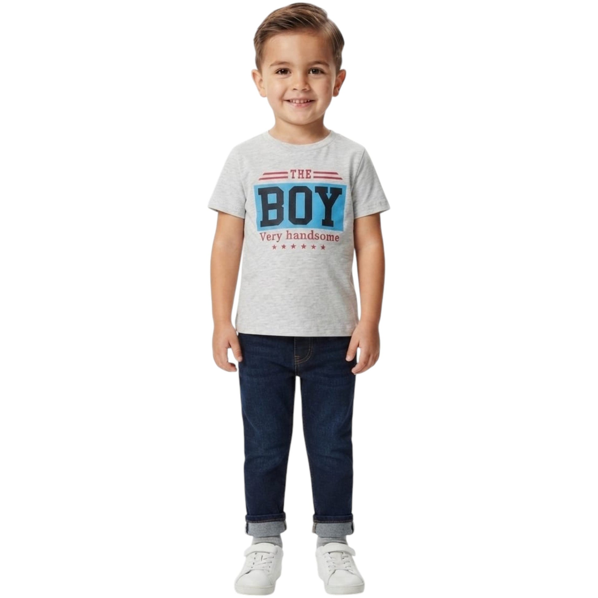 Kids Boy's Printed Top,Light Grey