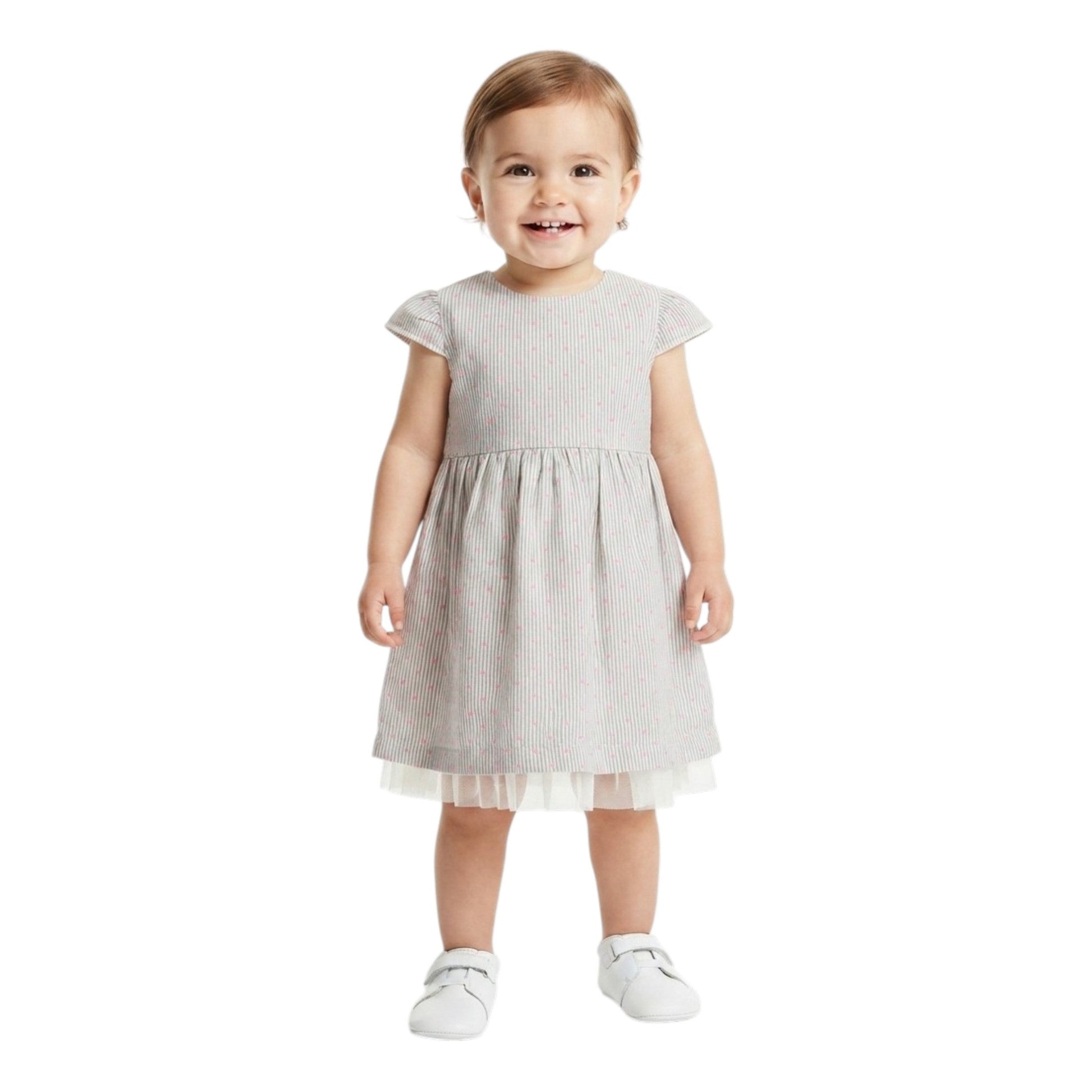 Kids Girl's Striped Dress,Black/White