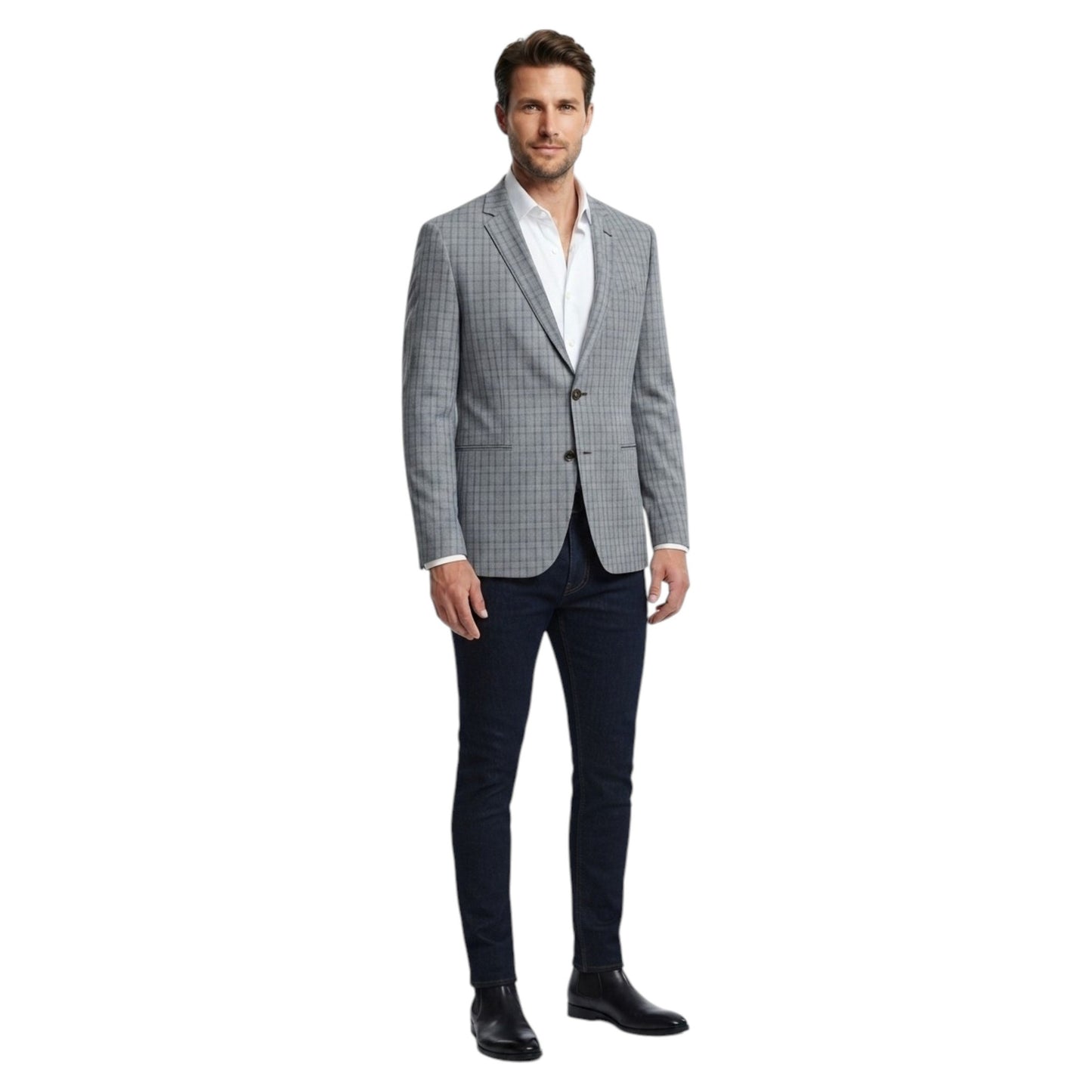 Men's Plaid Blazer,Grey
