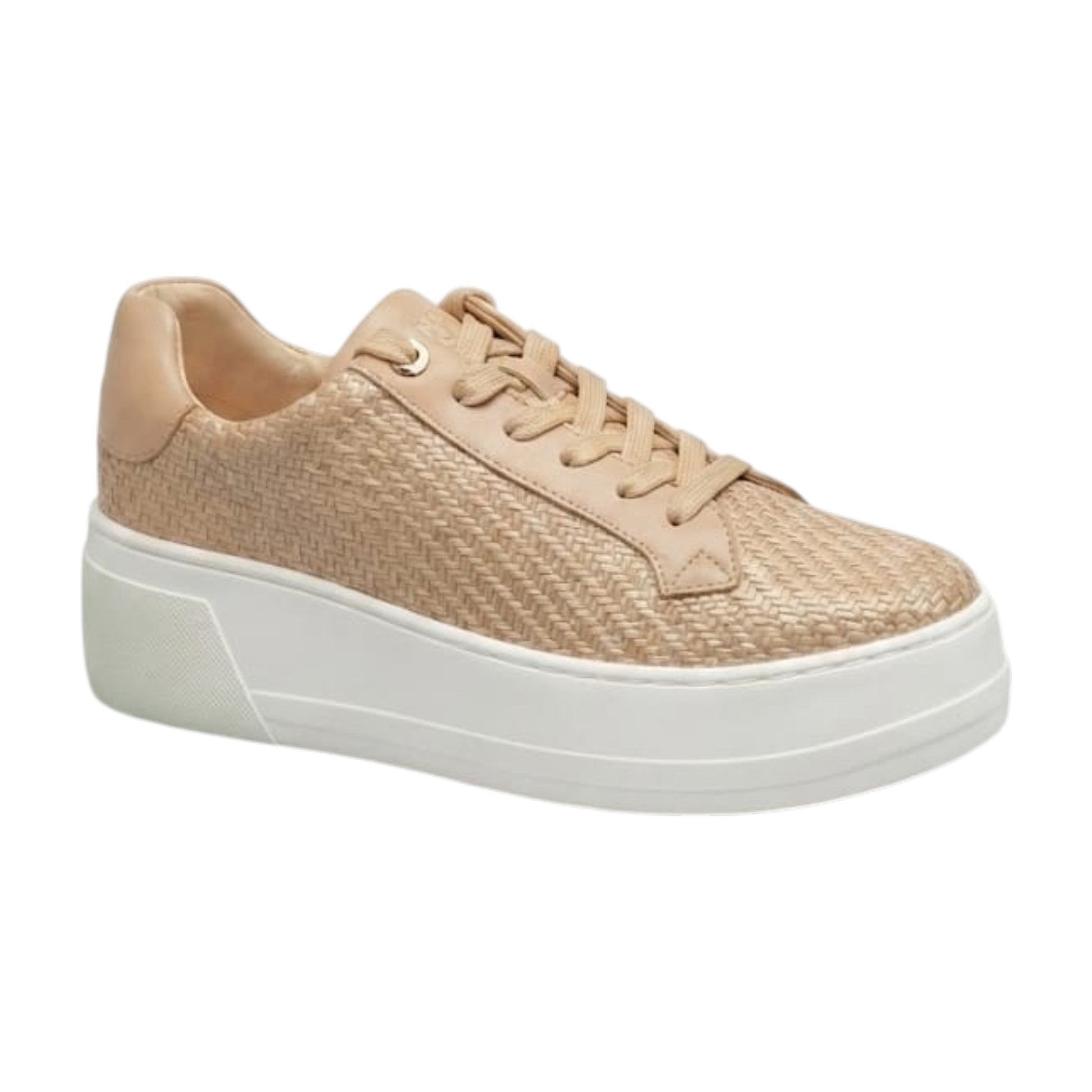 Women's Plain Woven Raffia Shoes,Beige