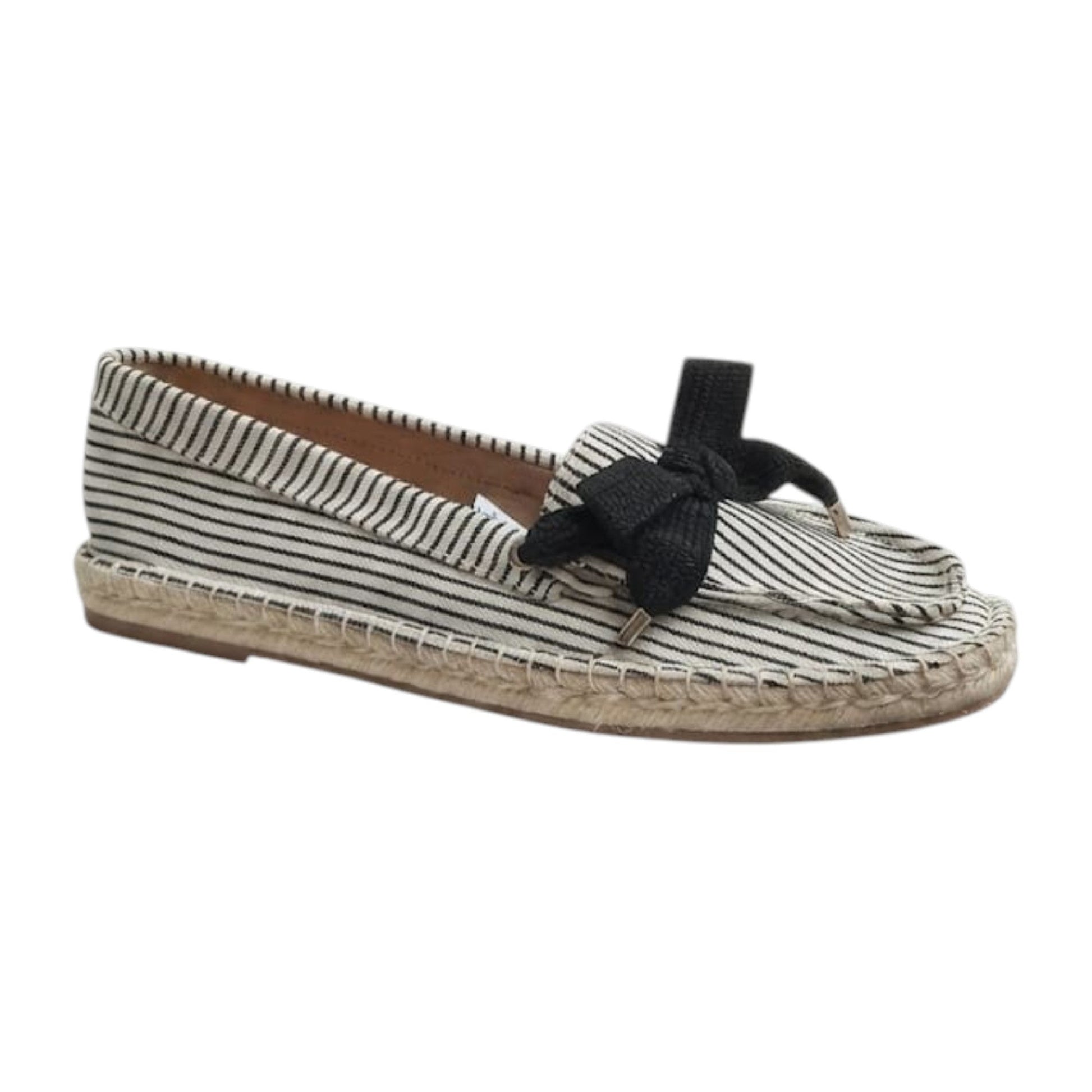 Women's Striped Shoes,Black/Beige