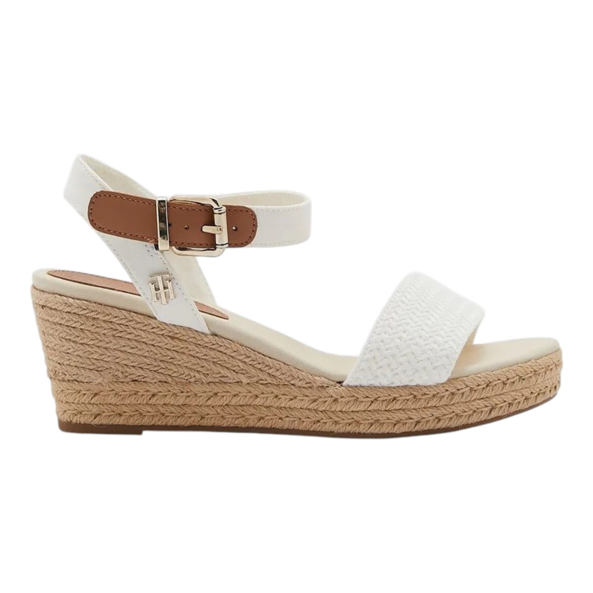 Women's Textured Espadrille Sandals,White/Brown