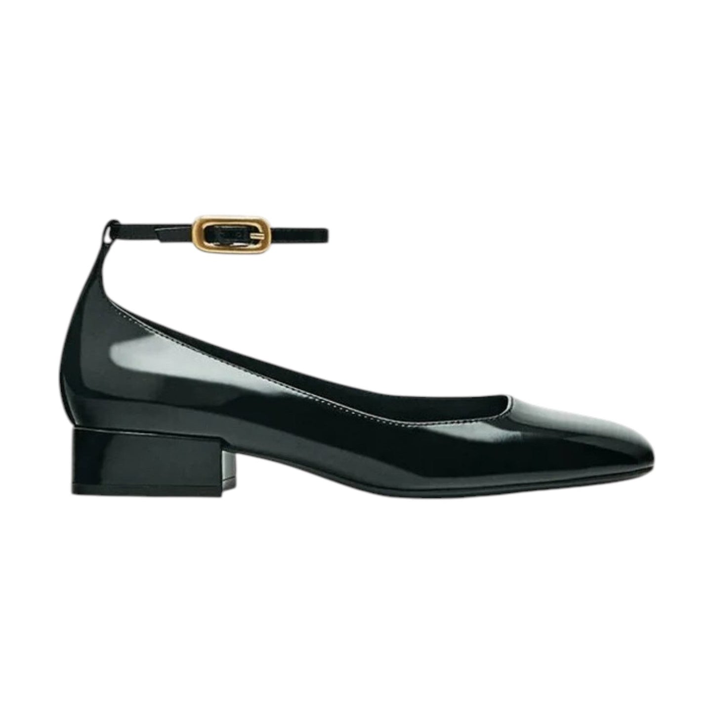 Women's Plain Bellorinas With Buckled Strap,Black