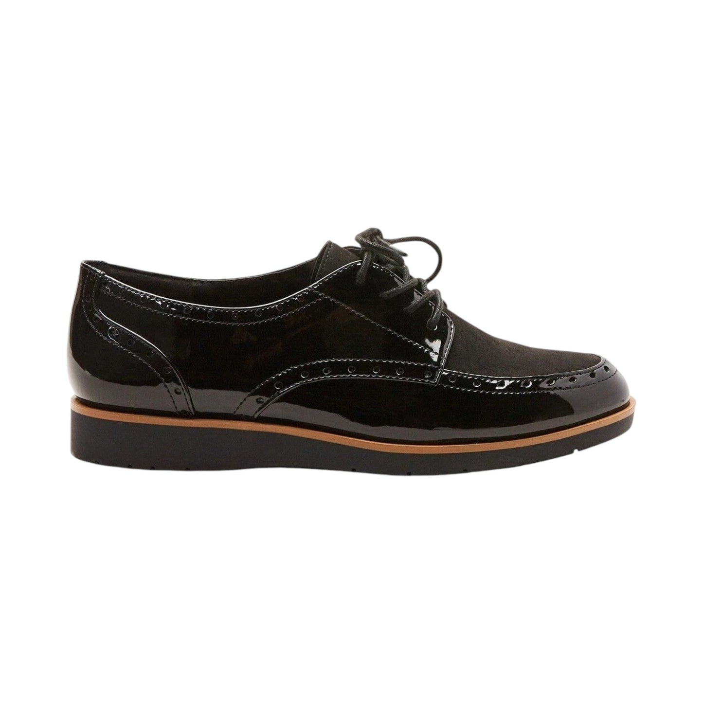 Women's Plain Brogue Shoes,Black