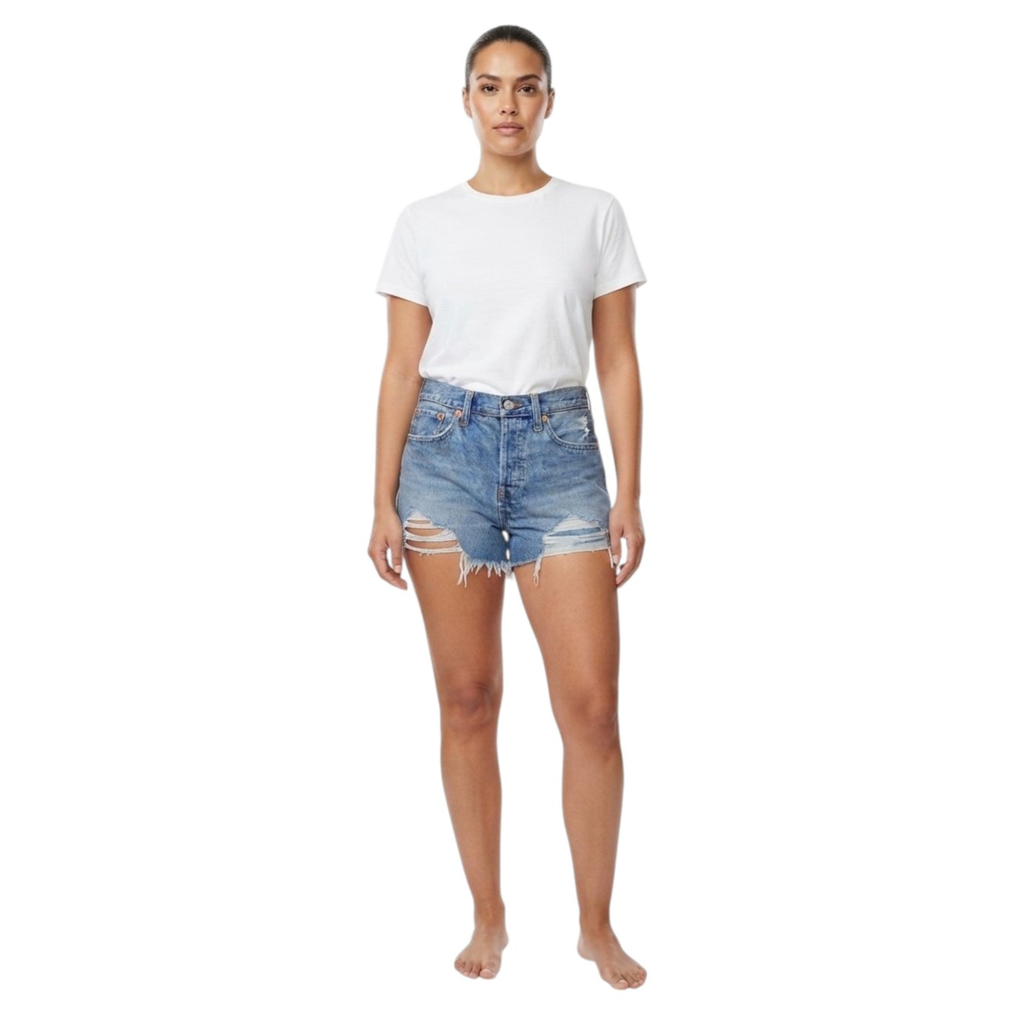 Women's Ripped Short,Blue