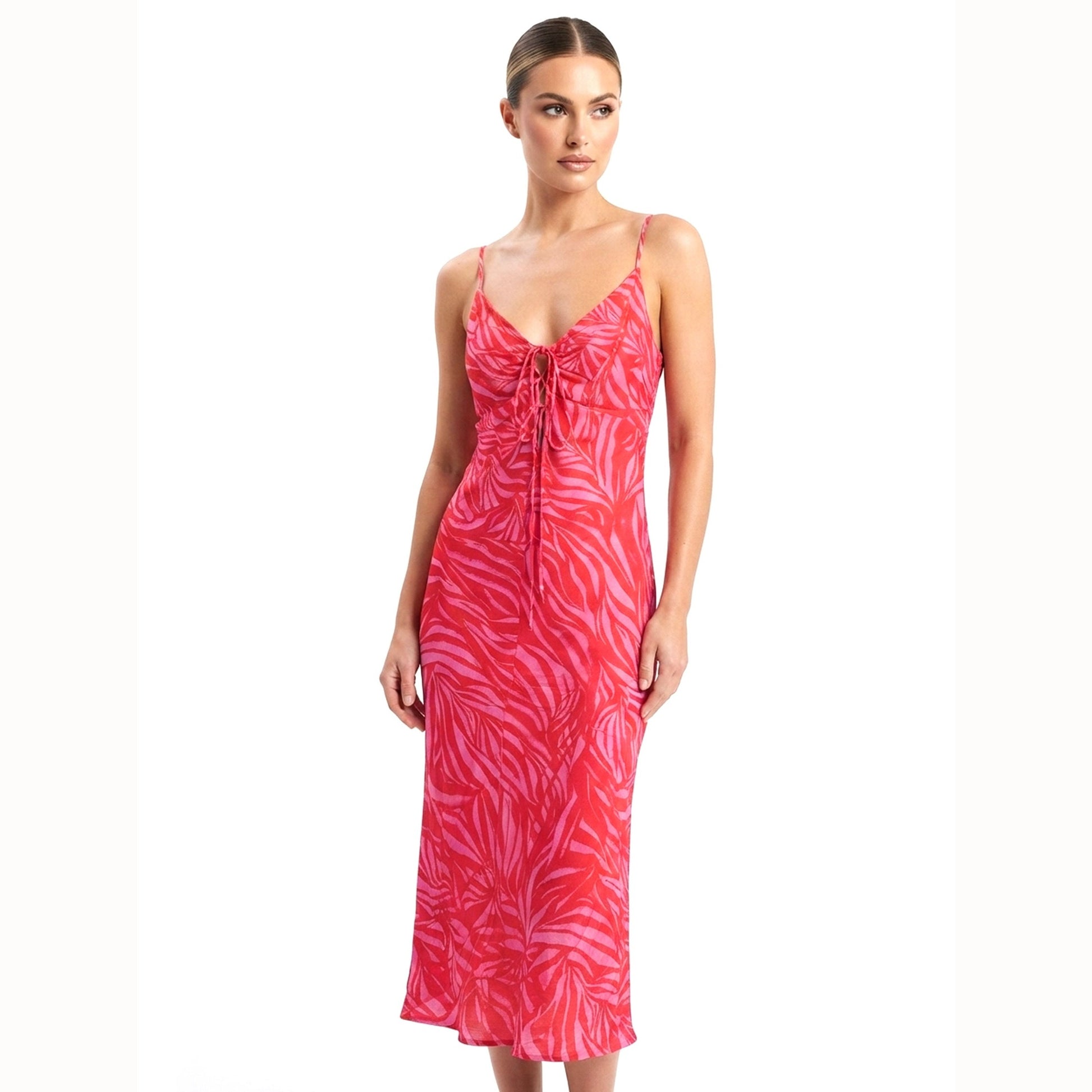 Women's Printed Dress,Pink/Red